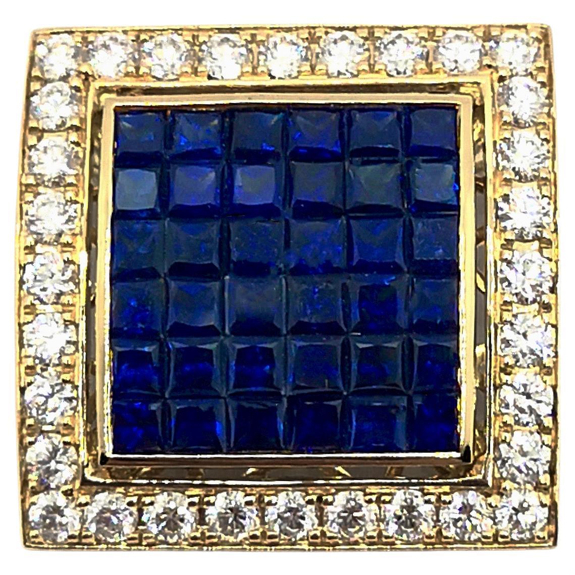 Pendentif en or 18 carats serti de saphirs bleus et de diamants