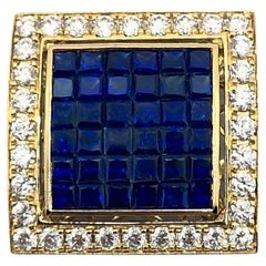 Ciondolo con zaffiro blu e diamante incastonato in oro 18K
