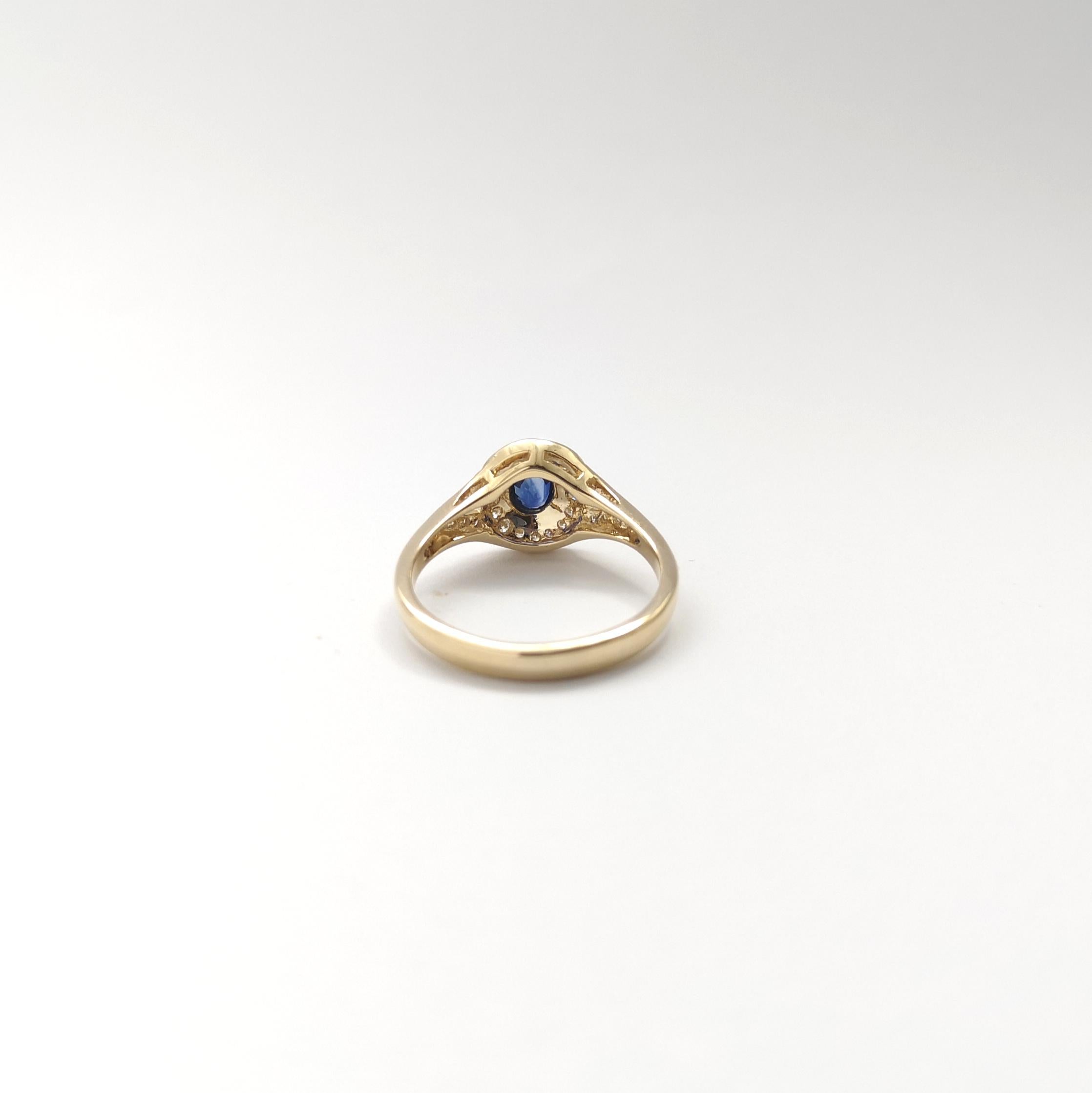 Blue Sapphire with Diamond Ring set in 14K Gold Settings For Sale 4