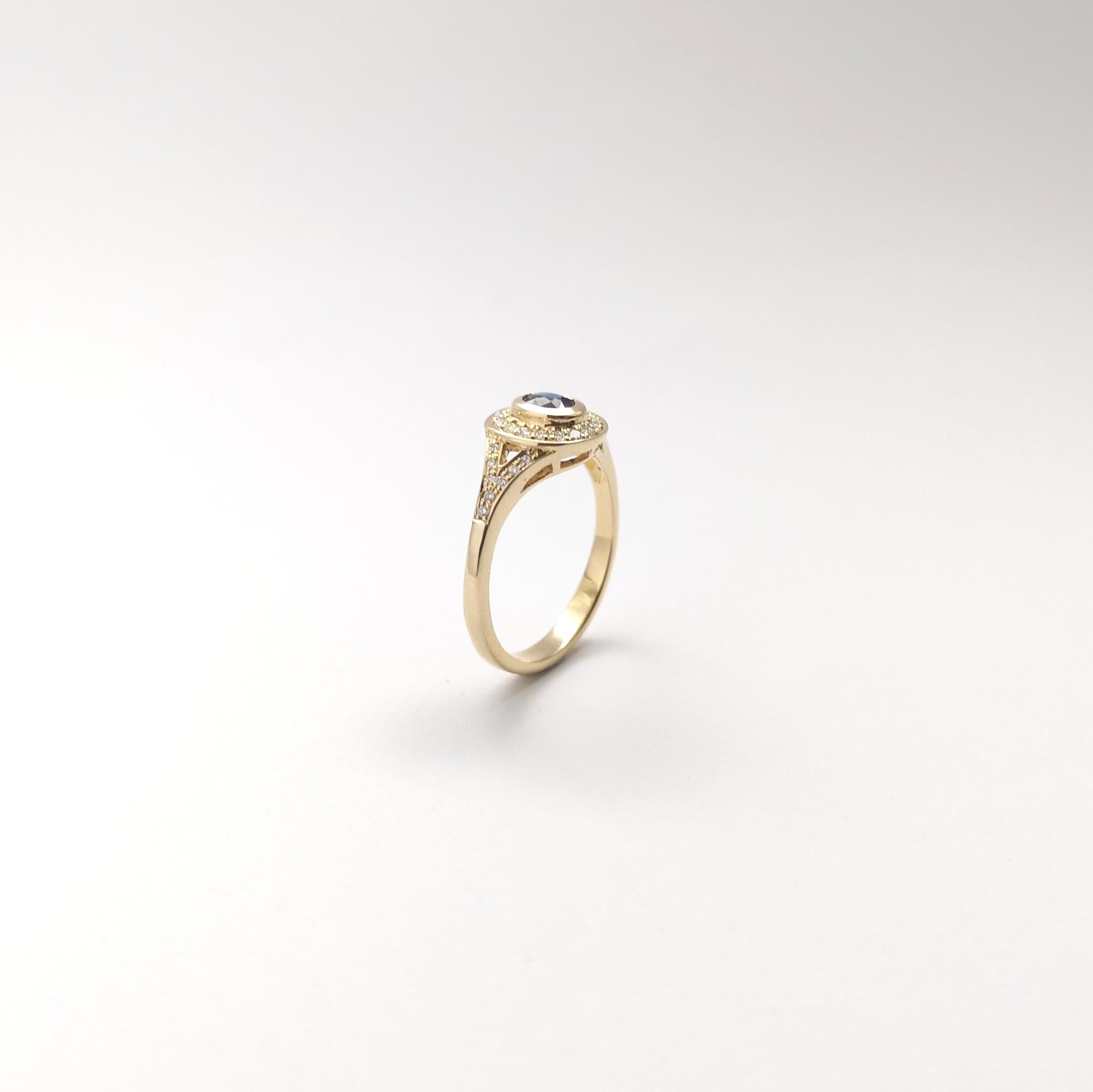 Blue Sapphire with Diamond Ring set in 14K Gold Settings For Sale 5