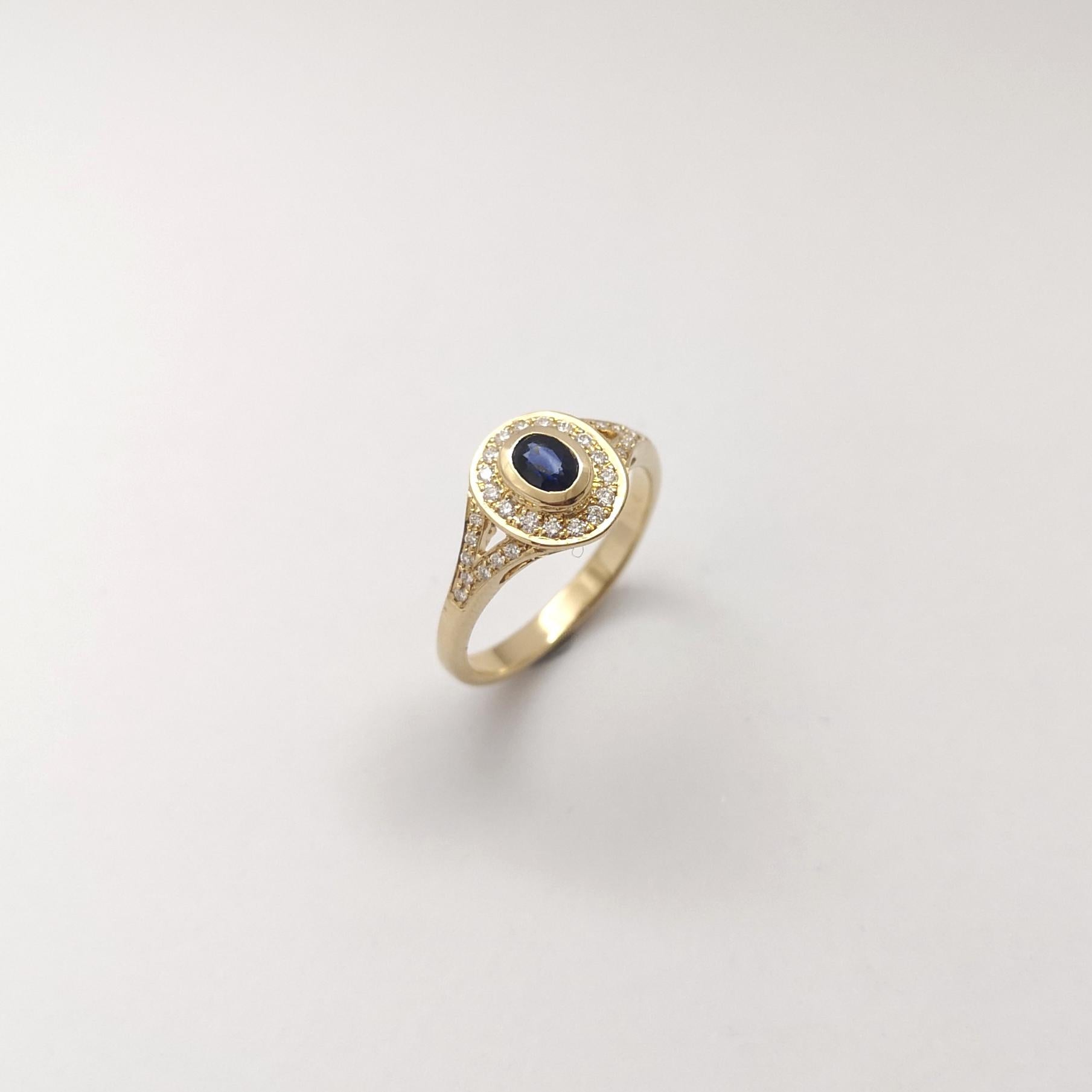 Blue Sapphire with Diamond Ring set in 14K Gold Settings For Sale 7