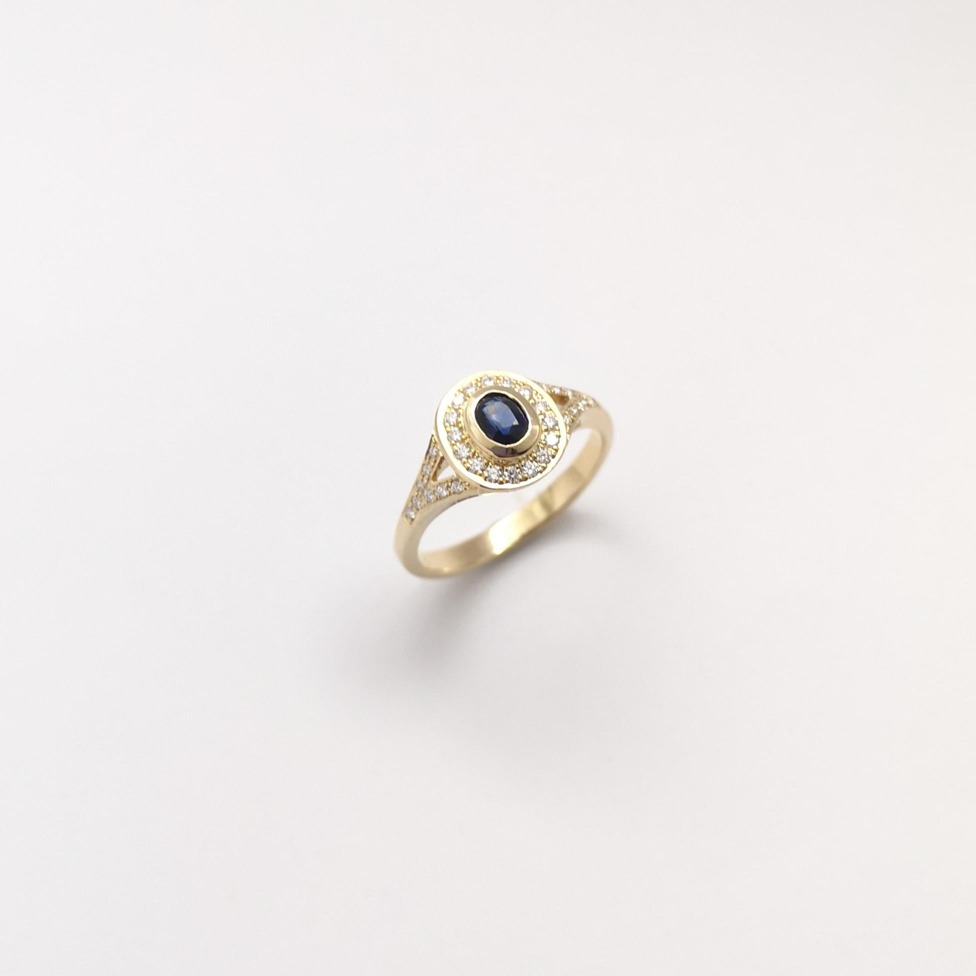 Blue Sapphire with Diamond Ring set in 14K Gold Settings For Sale 8