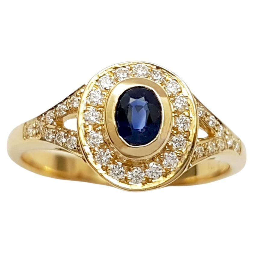 Blue Sapphire with Diamond Ring set in 14K Gold Settings