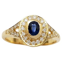 Blue Sapphire with Diamond Ring set in 14K Gold Settings
