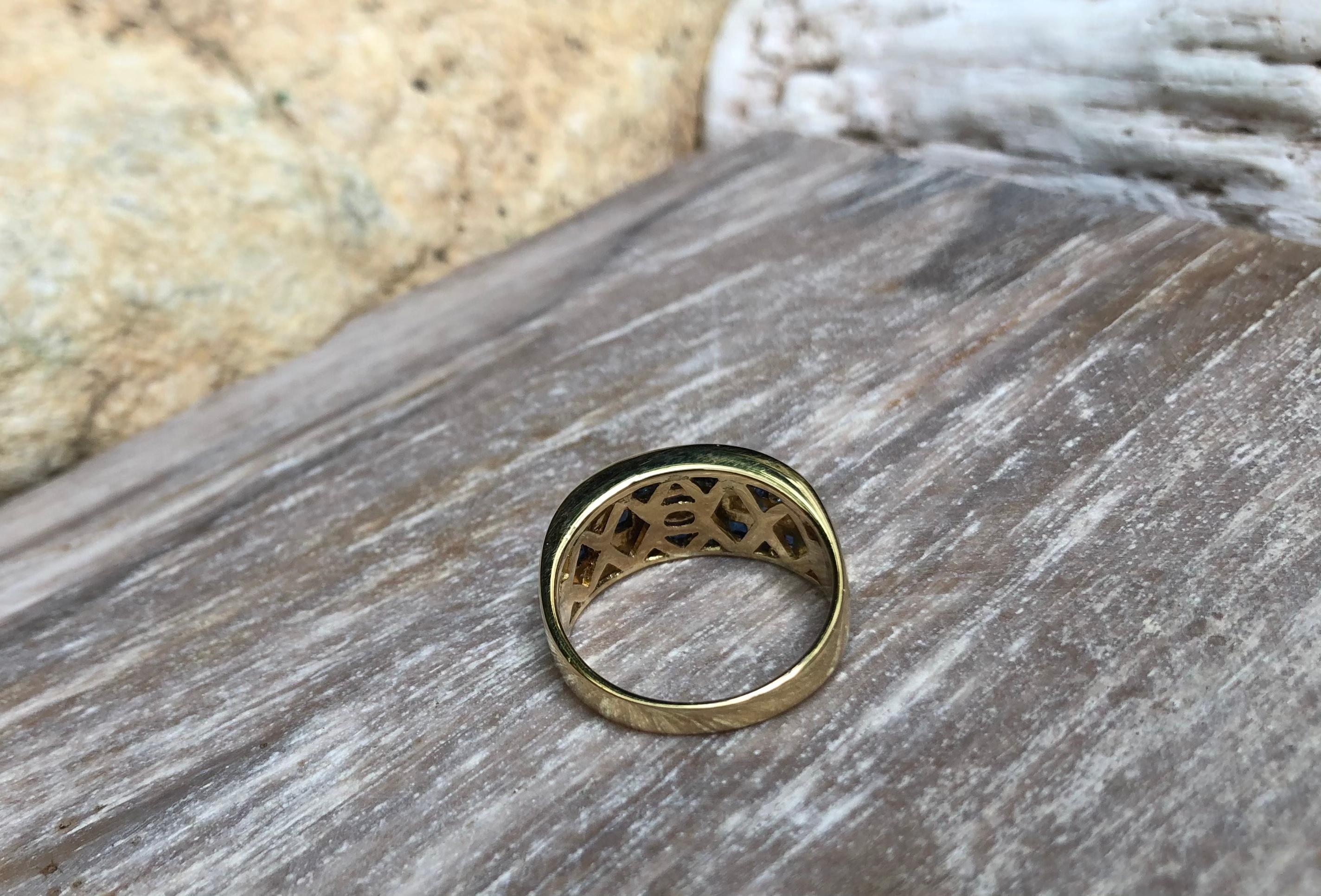 Blauer blauer Saphir mit Diamantring in 18 Karat Goldfassung im Angebot 4