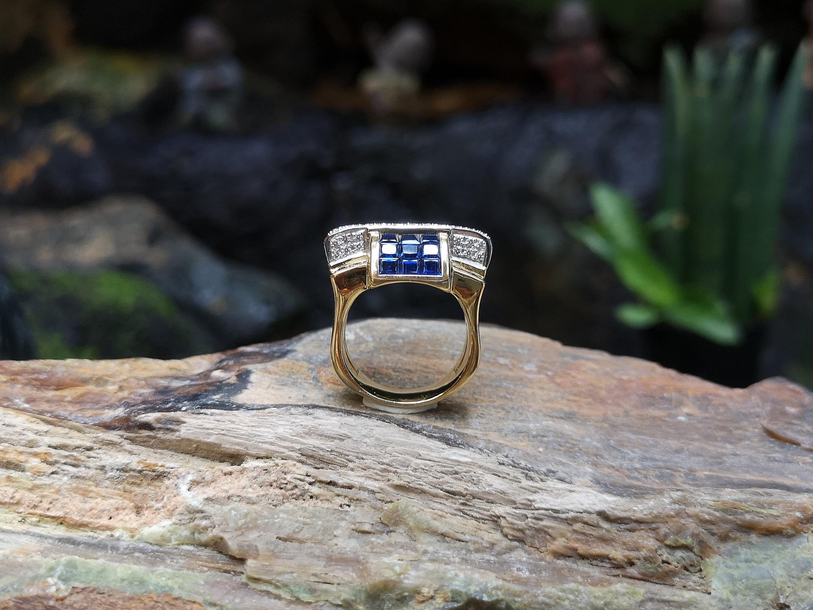 Bague en or 18 carats sertie d'un saphir bleu et de diamants en vente 4