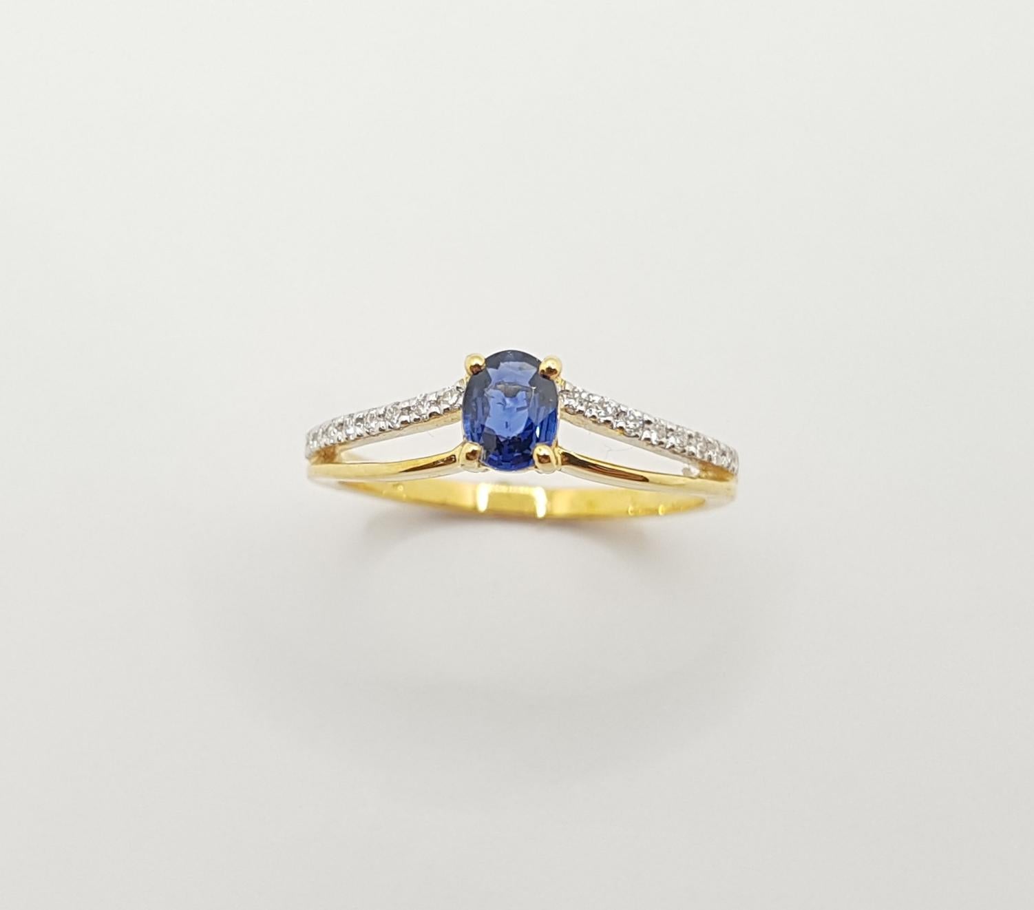 Blauer Saphir mit Diamantring aus 18 Karat Gold in Fassungen im Angebot 4