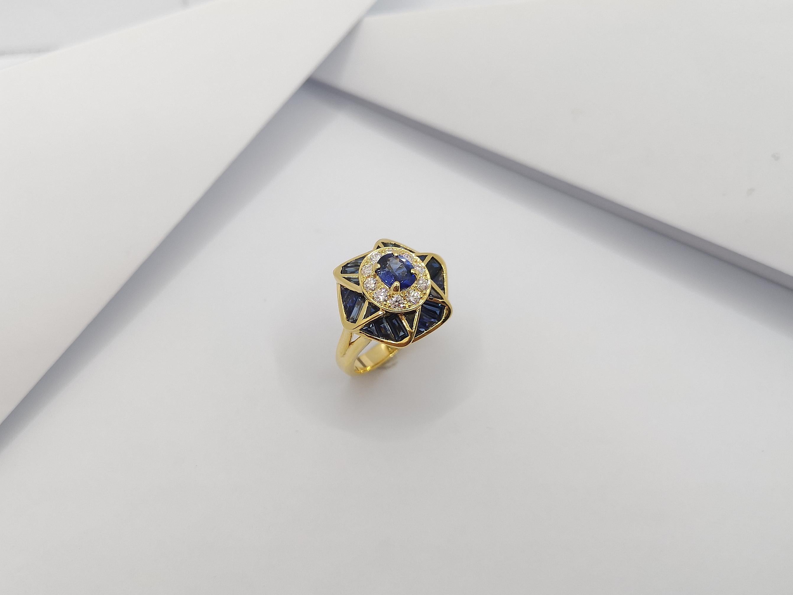 Bague en or 18 carats sertie d'un saphir bleu et de diamants en vente 4
