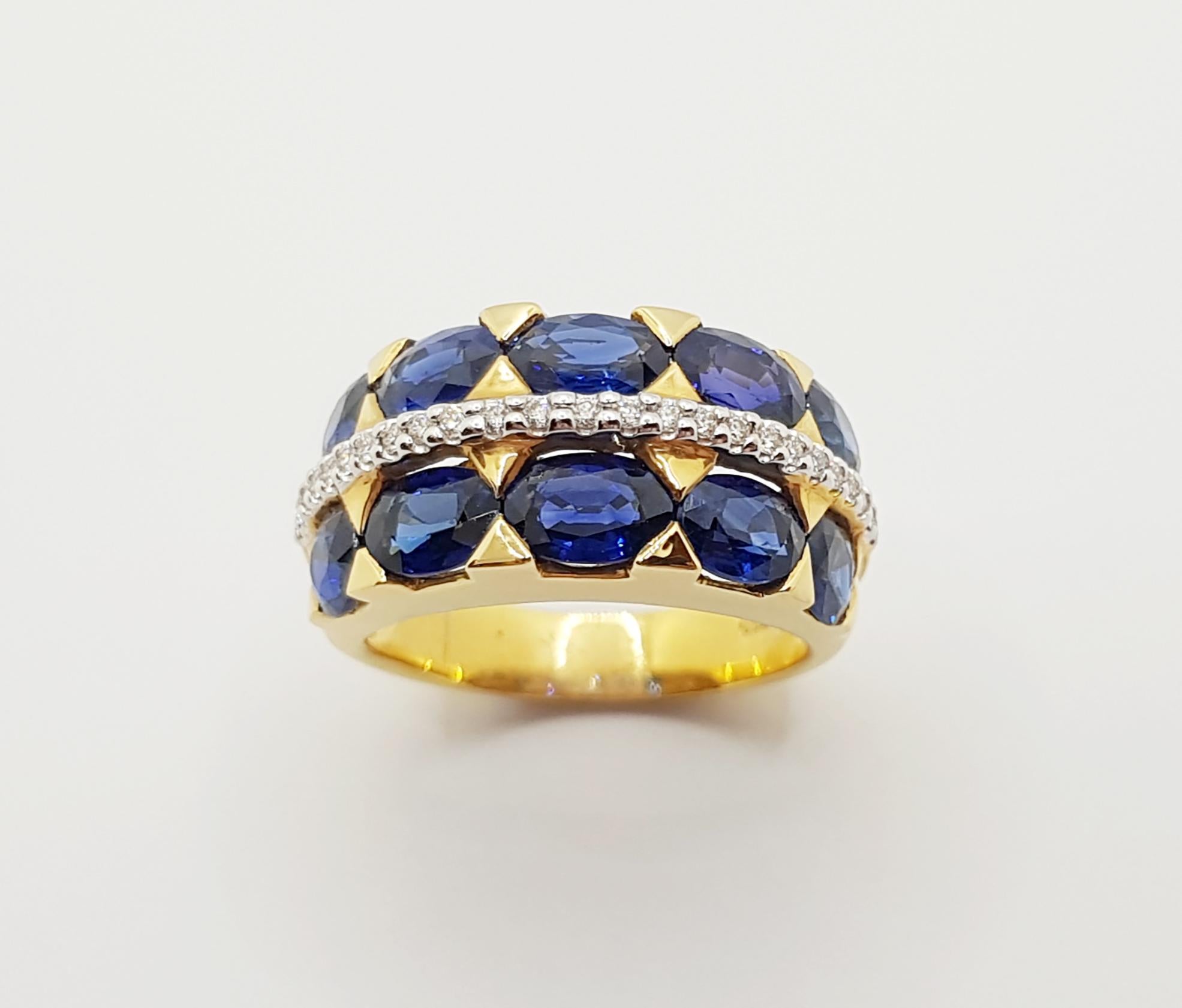 Ring mit blauem Saphir und Diamant in 18 Karat Goldfassung im Angebot 4