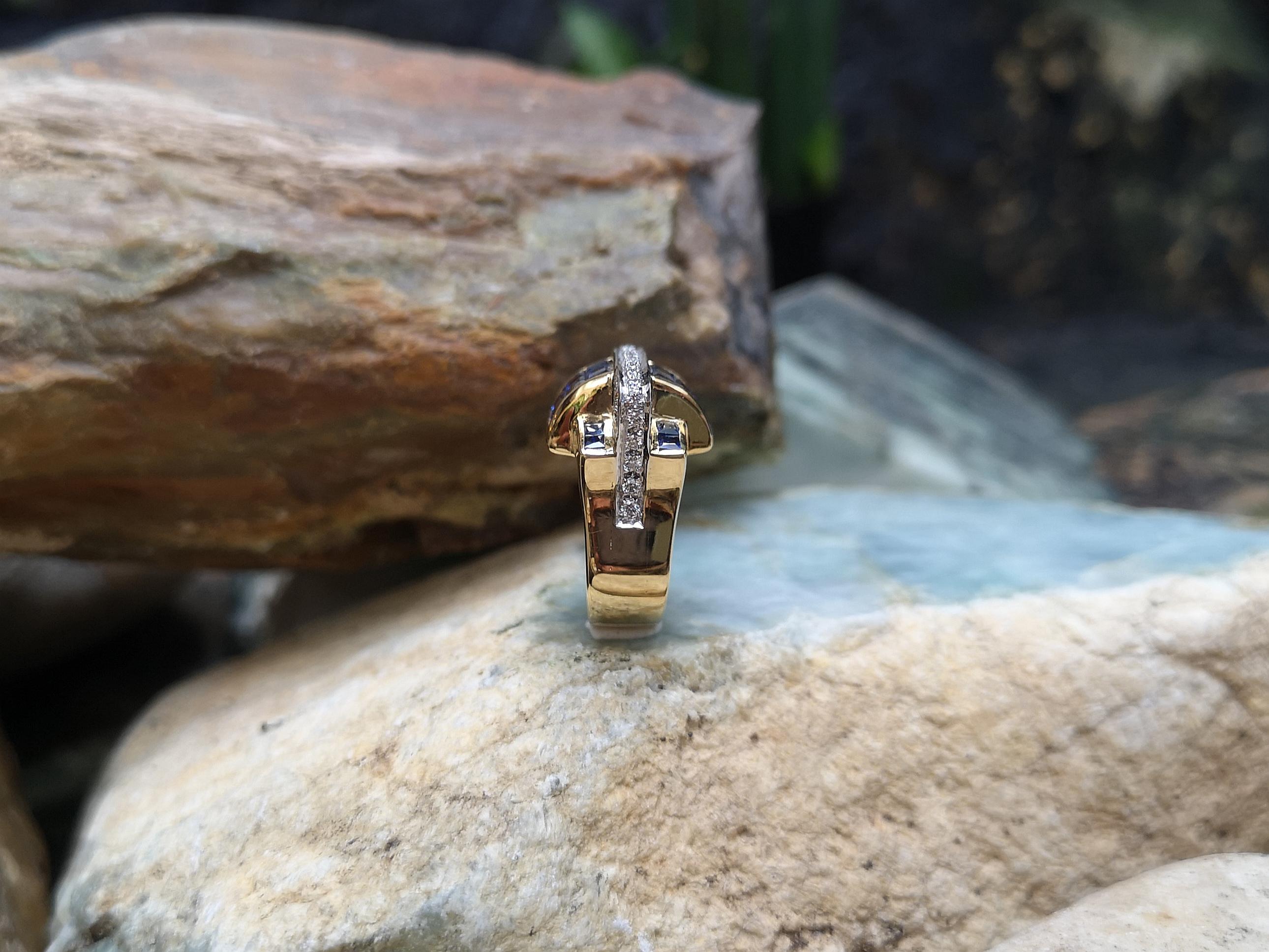 Bague en or 18 carats sertie d'un saphir bleu et de diamants en vente 5