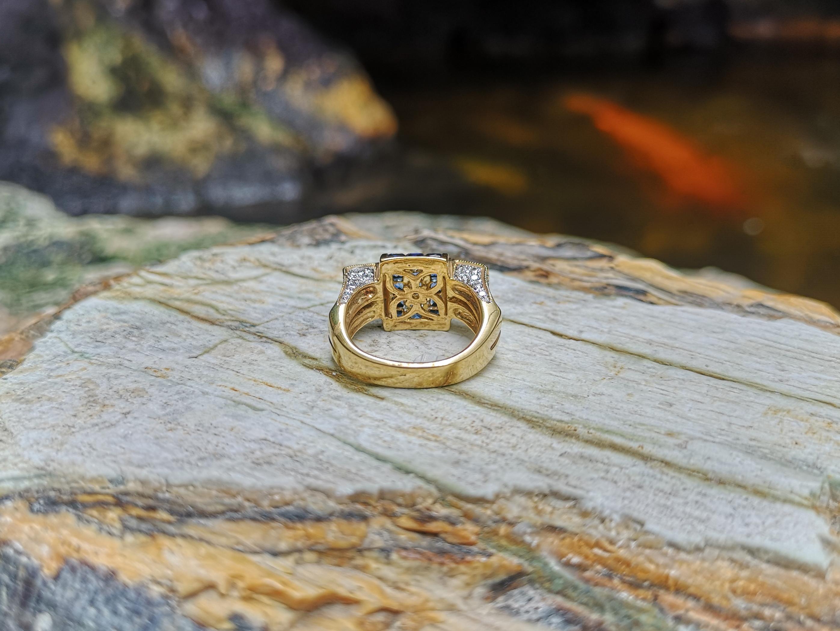 Blauer blauer Saphir mit Diamantring in 18 Karat Goldfassung im Angebot 6