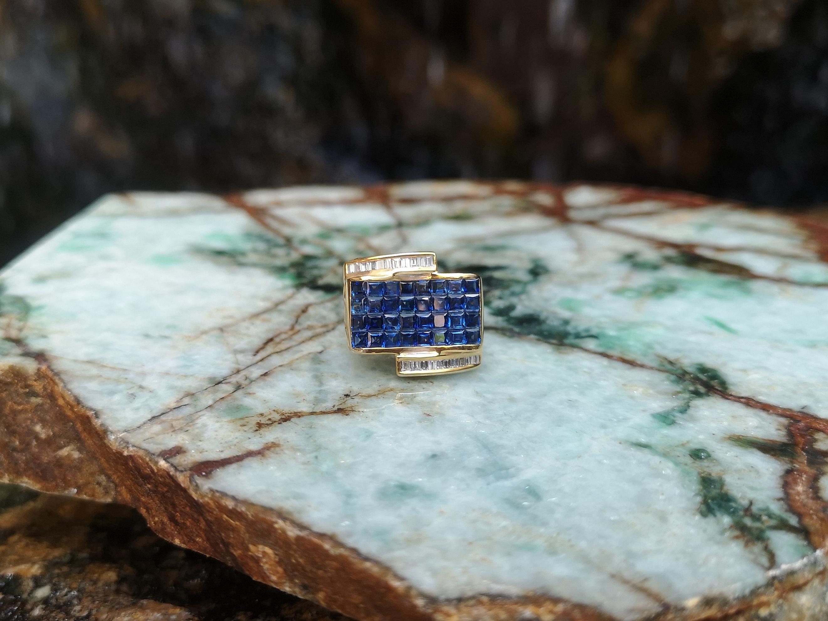 Blauer Saphir mit Diamantring aus 18 Karat Gold in Fassungen im Angebot 5