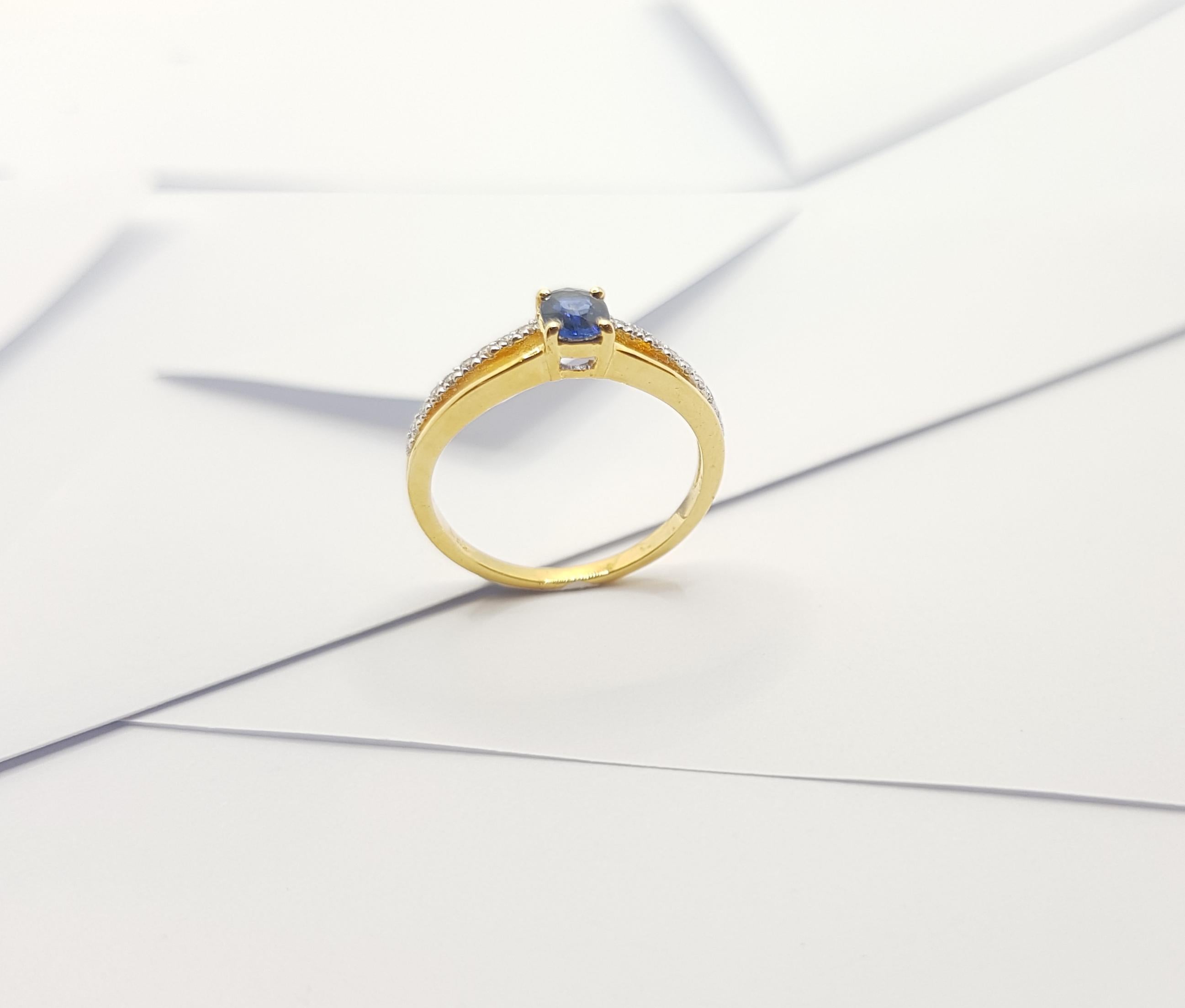 Blauer Saphir mit Diamantring aus 18 Karat Gold in Fassungen im Angebot 5