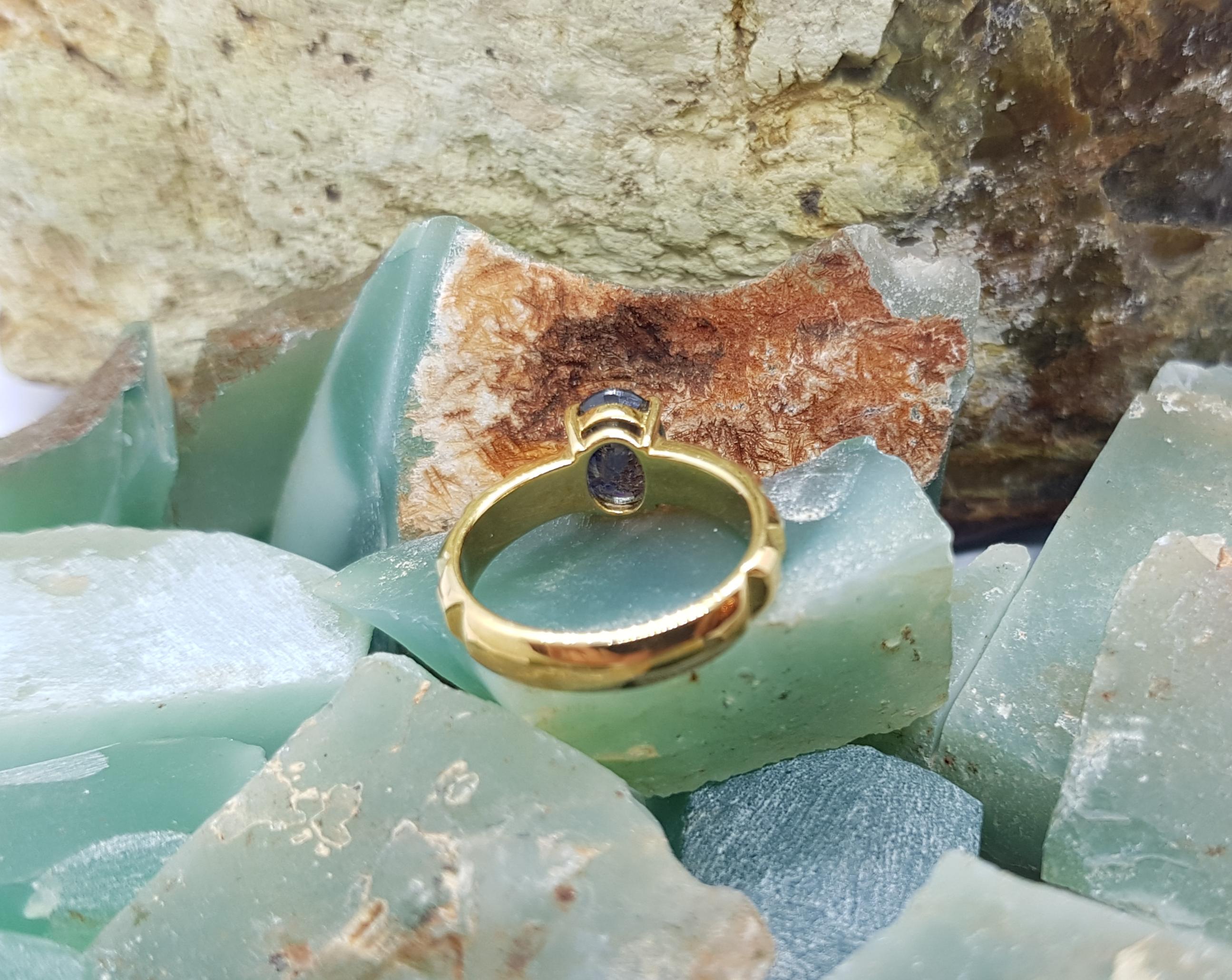 Blue Sapphire with Diamond Ring Set in 18 Karat Gold Settings 6