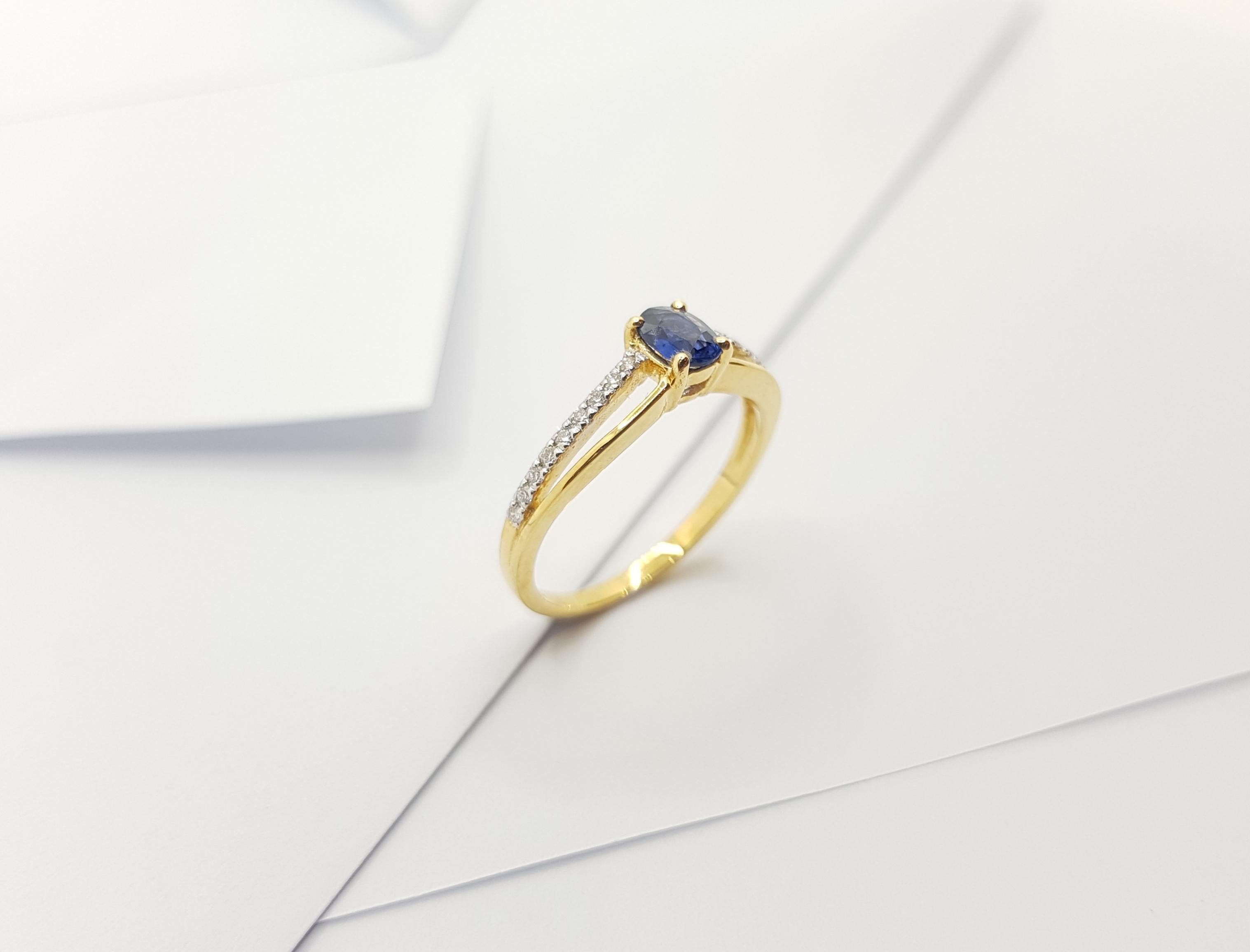 Blauer Saphir mit Diamantring aus 18 Karat Gold in Fassungen im Angebot 6