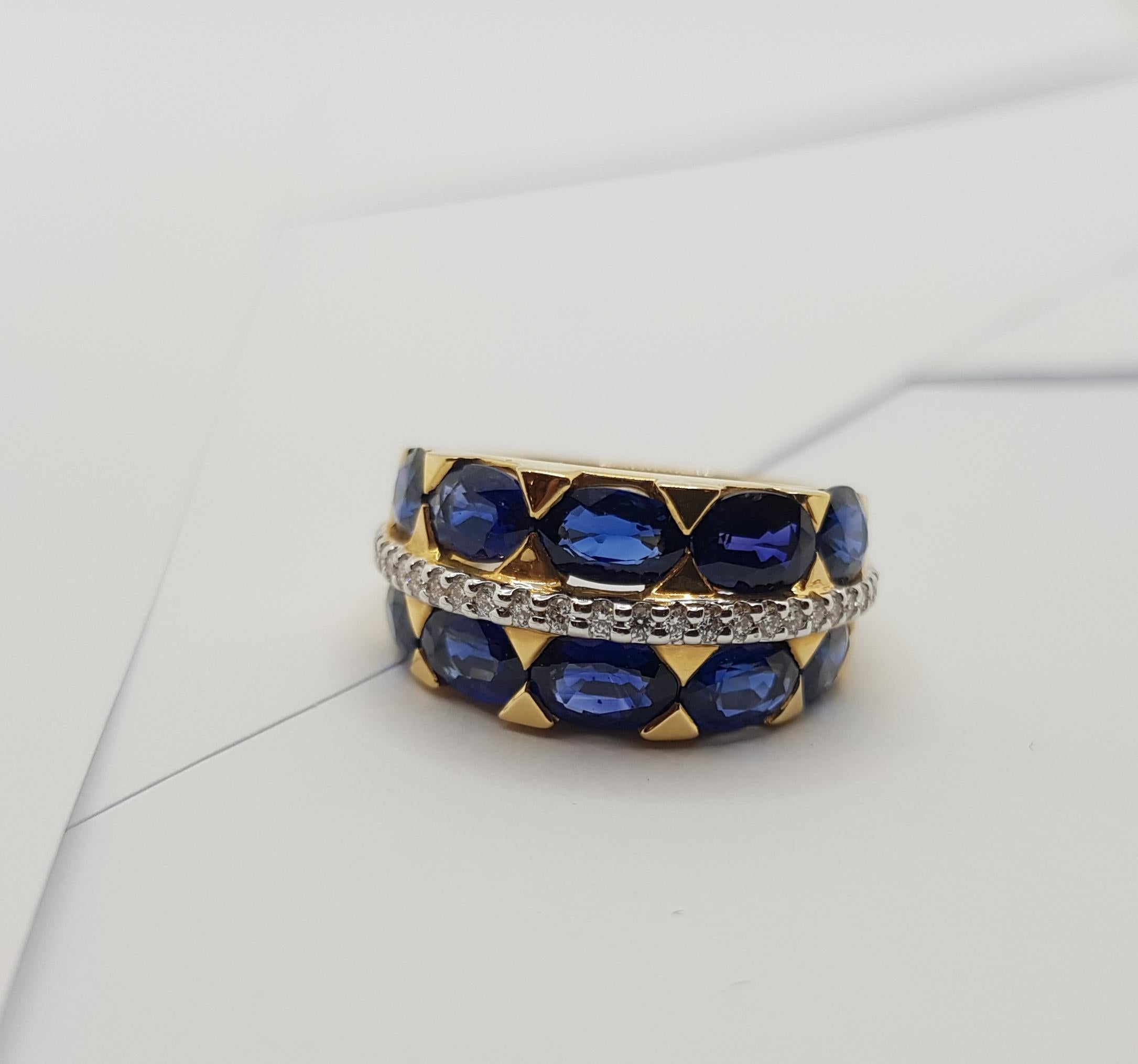 Ring mit blauem Saphir und Diamant in 18 Karat Goldfassung im Angebot 6