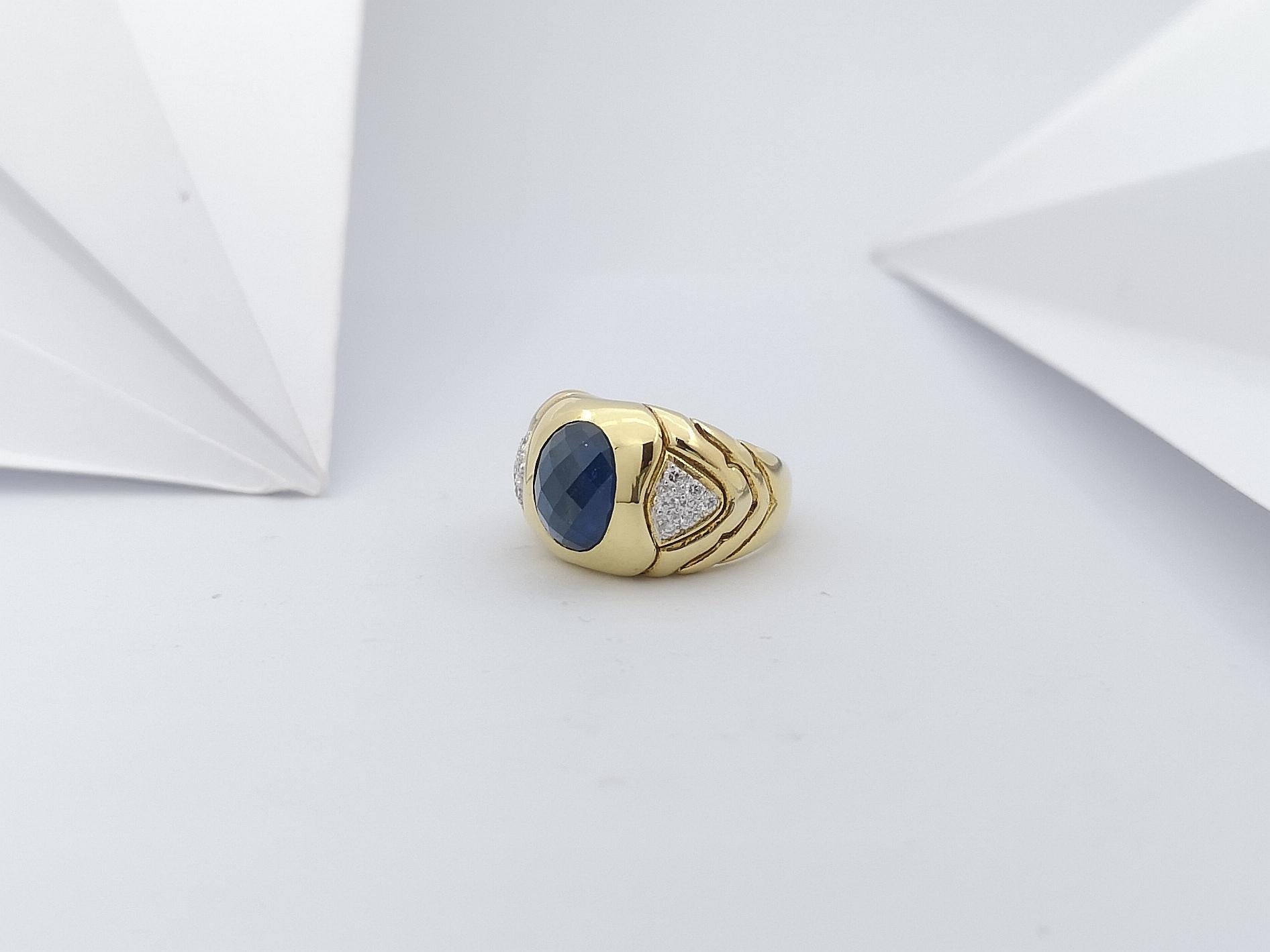 Anello con zaffiro blu e diamante con montatura in oro 18 carati in vendita 6