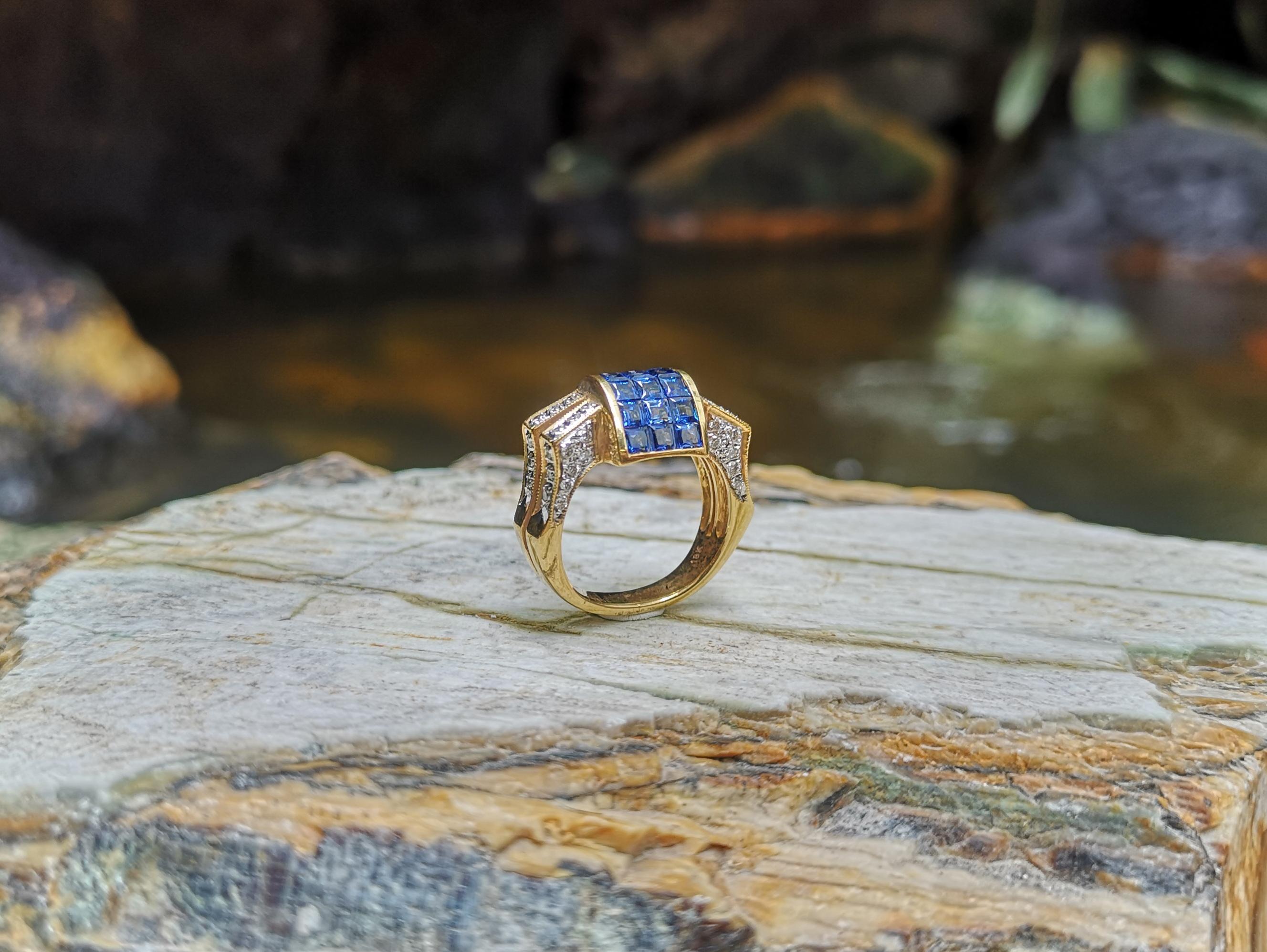 Blauer blauer Saphir mit Diamantring in 18 Karat Goldfassung im Angebot 8