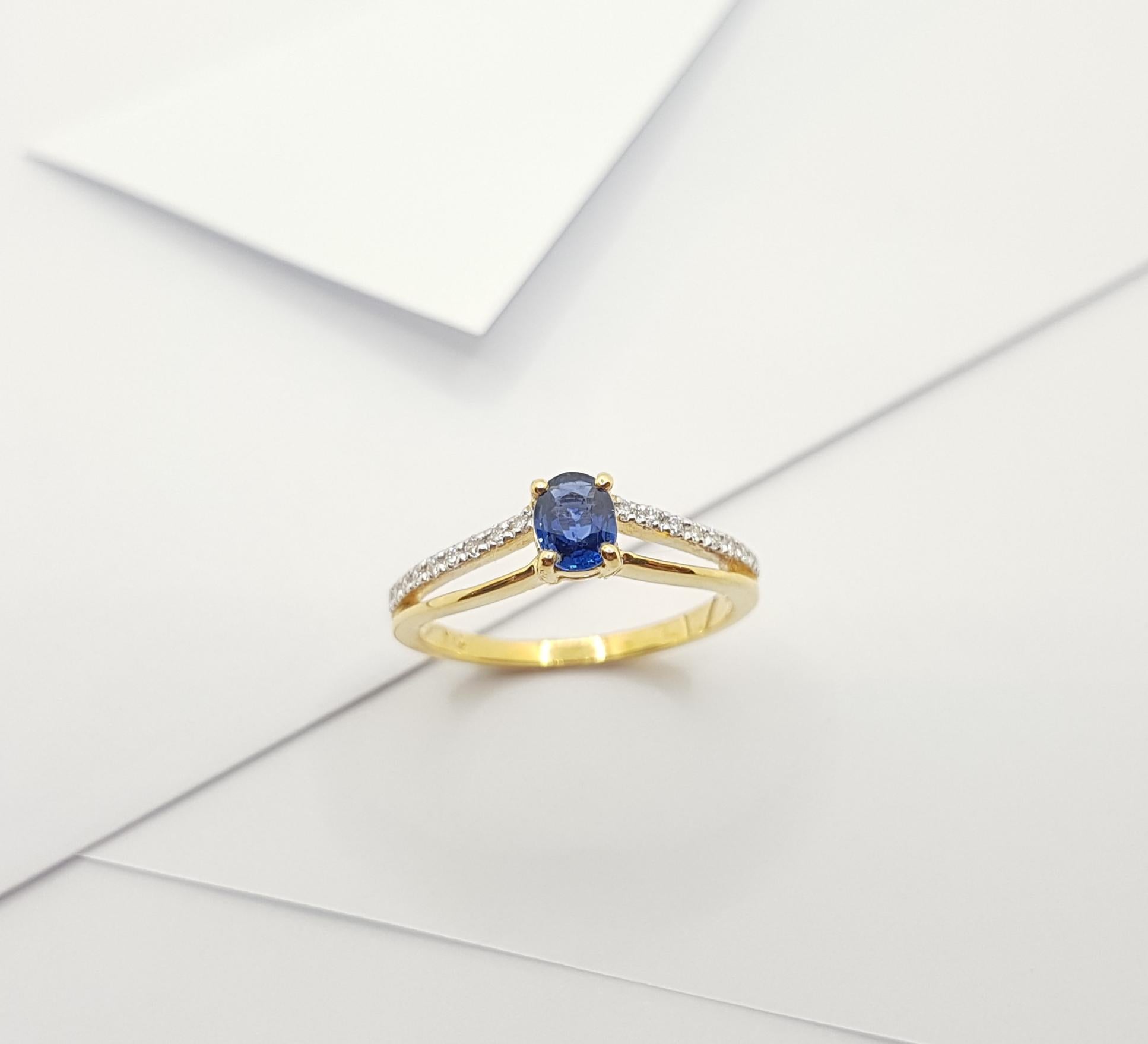 Blauer Saphir mit Diamantring aus 18 Karat Gold in Fassungen im Angebot 7