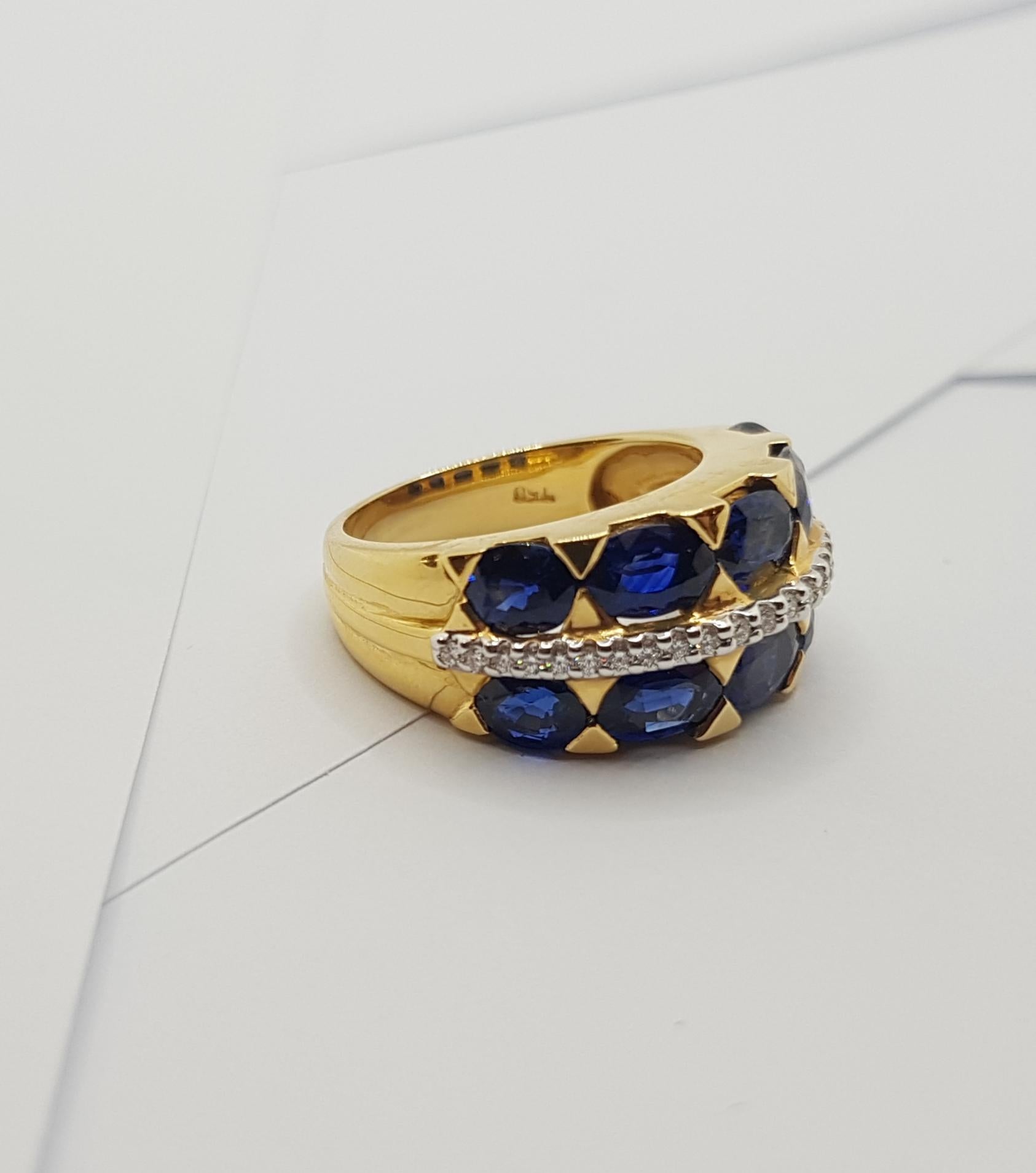 Ring mit blauem Saphir und Diamant in 18 Karat Goldfassung im Angebot 7