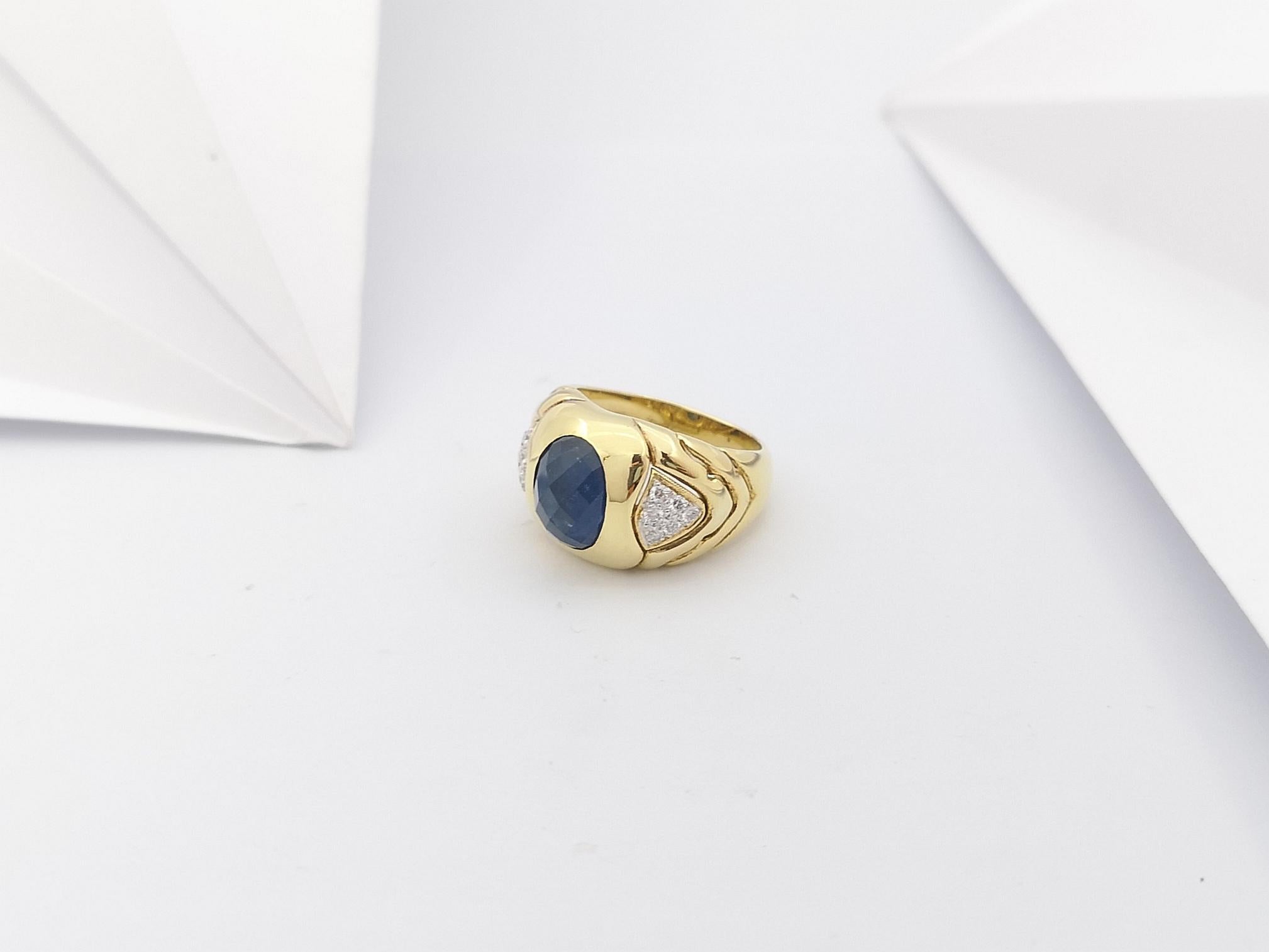 Anello con zaffiro blu e diamante con montatura in oro 18 carati in vendita 7
