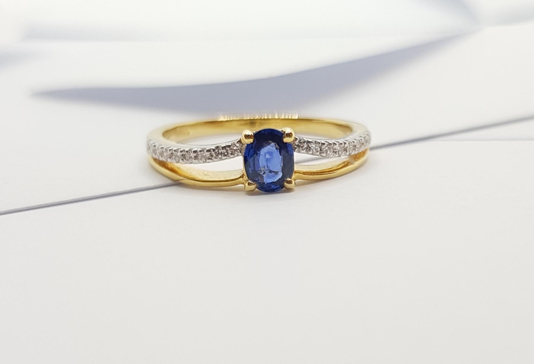Blauer Saphir mit Diamantring aus 18 Karat Gold in Fassungen im Angebot 8