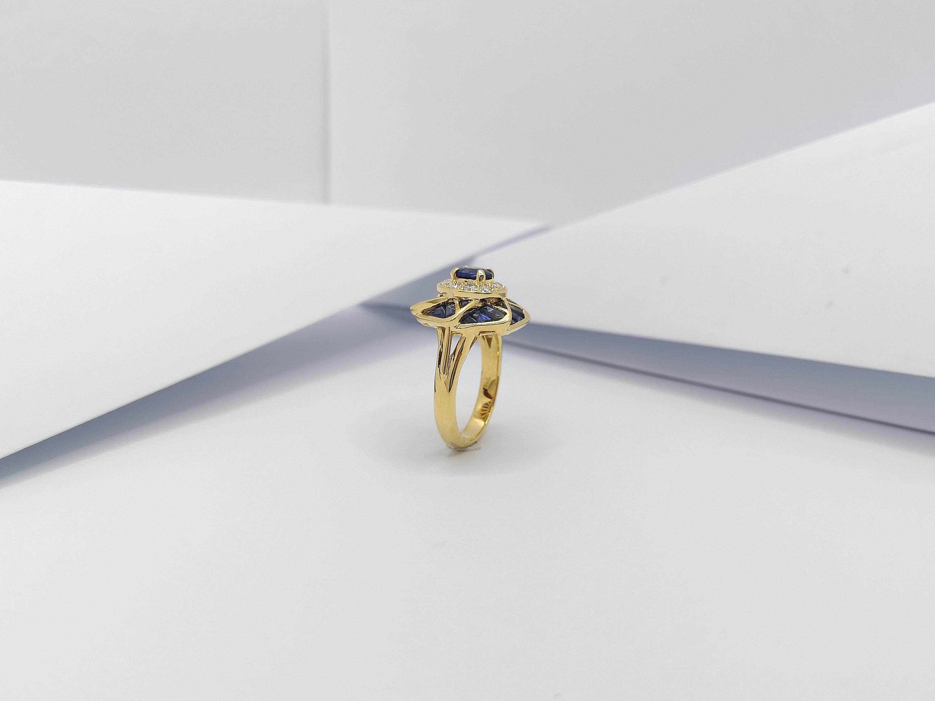Bague en or 18 carats sertie d'un saphir bleu et de diamants en vente 8