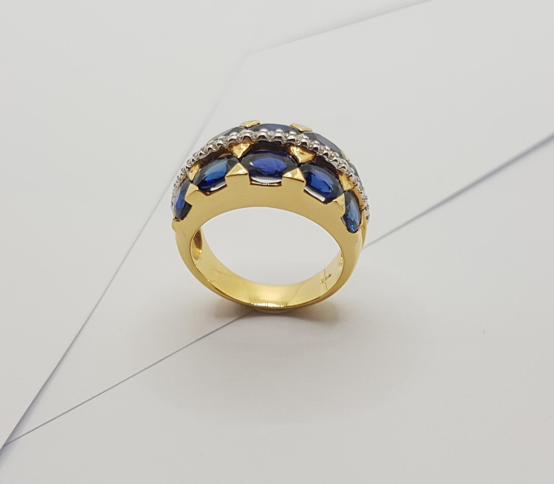 Ring mit blauem Saphir und Diamant in 18 Karat Goldfassung im Angebot 8