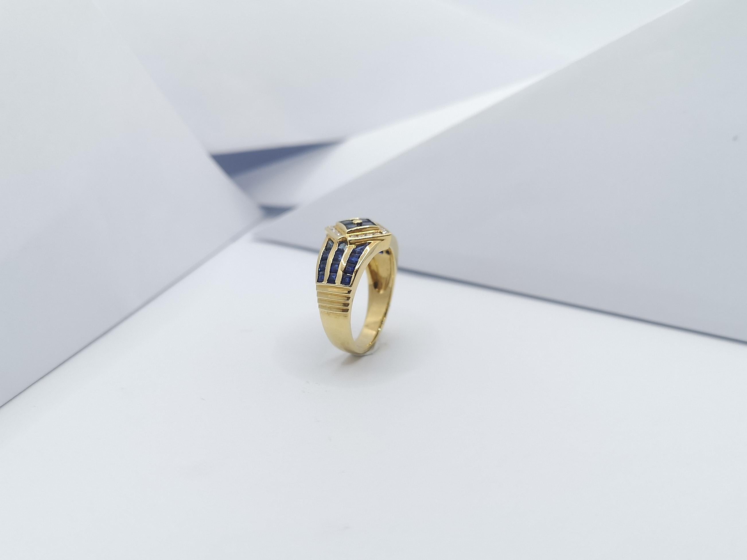 Anello con zaffiro blu e diamanti incastonati in oro 18 carati in vendita 10