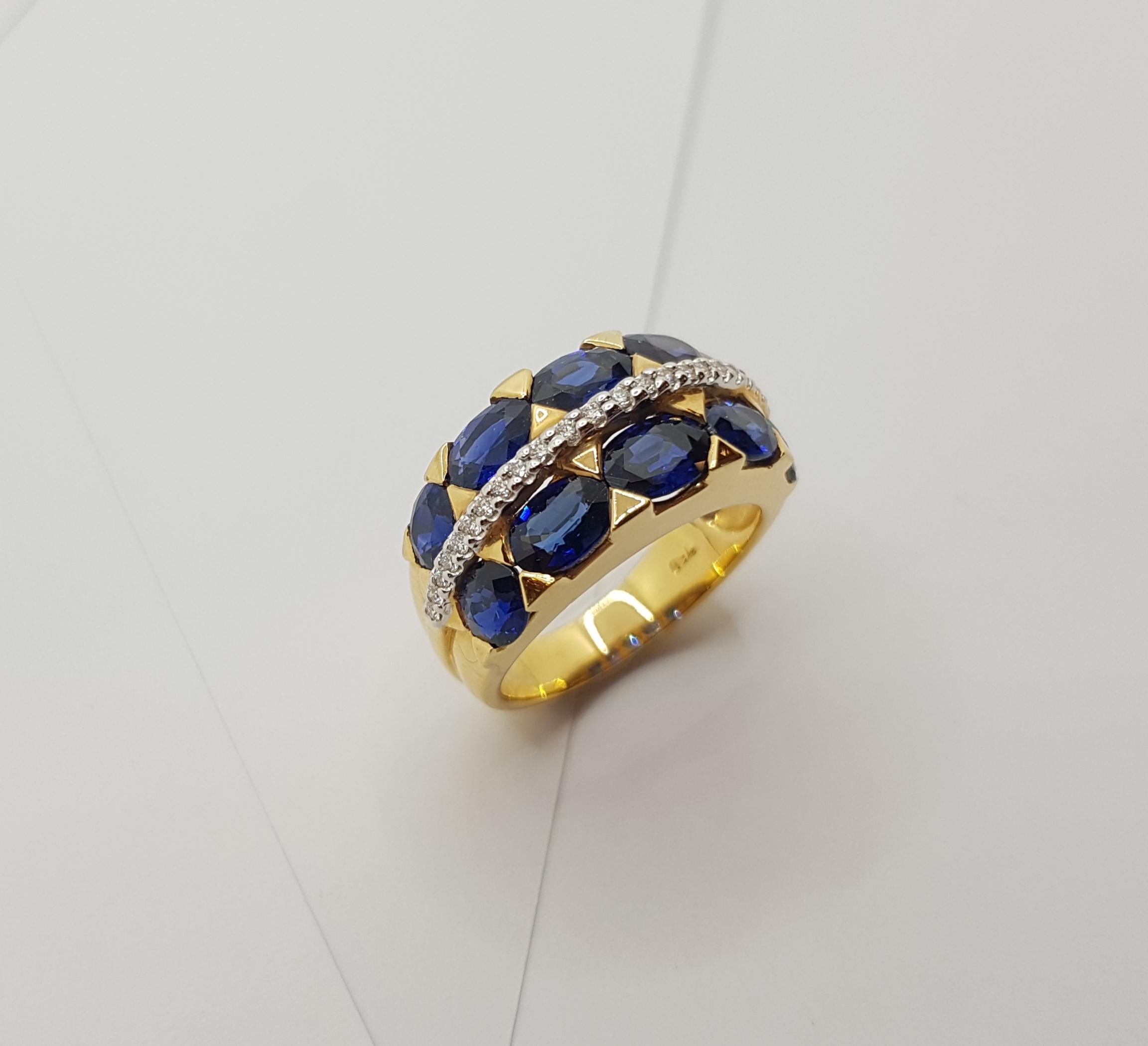 Ring mit blauem Saphir und Diamant in 18 Karat Goldfassung im Angebot 9