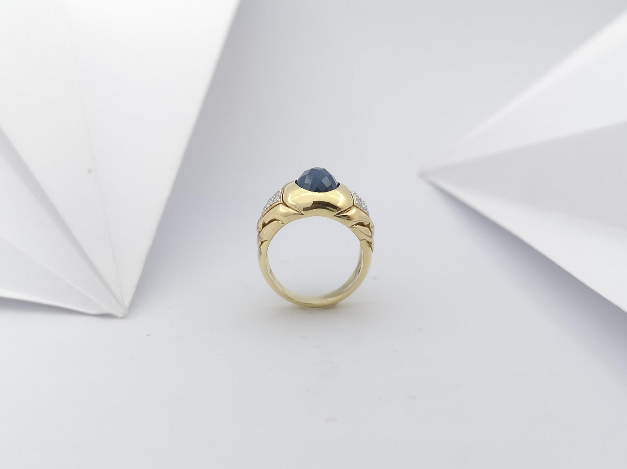 Anello con zaffiro blu e diamante con montatura in oro 18 carati in vendita 9