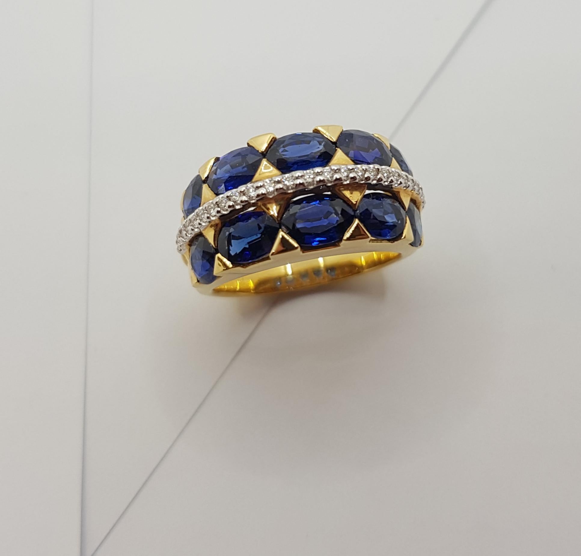 Ring mit blauem Saphir und Diamant in 18 Karat Goldfassung im Angebot 10