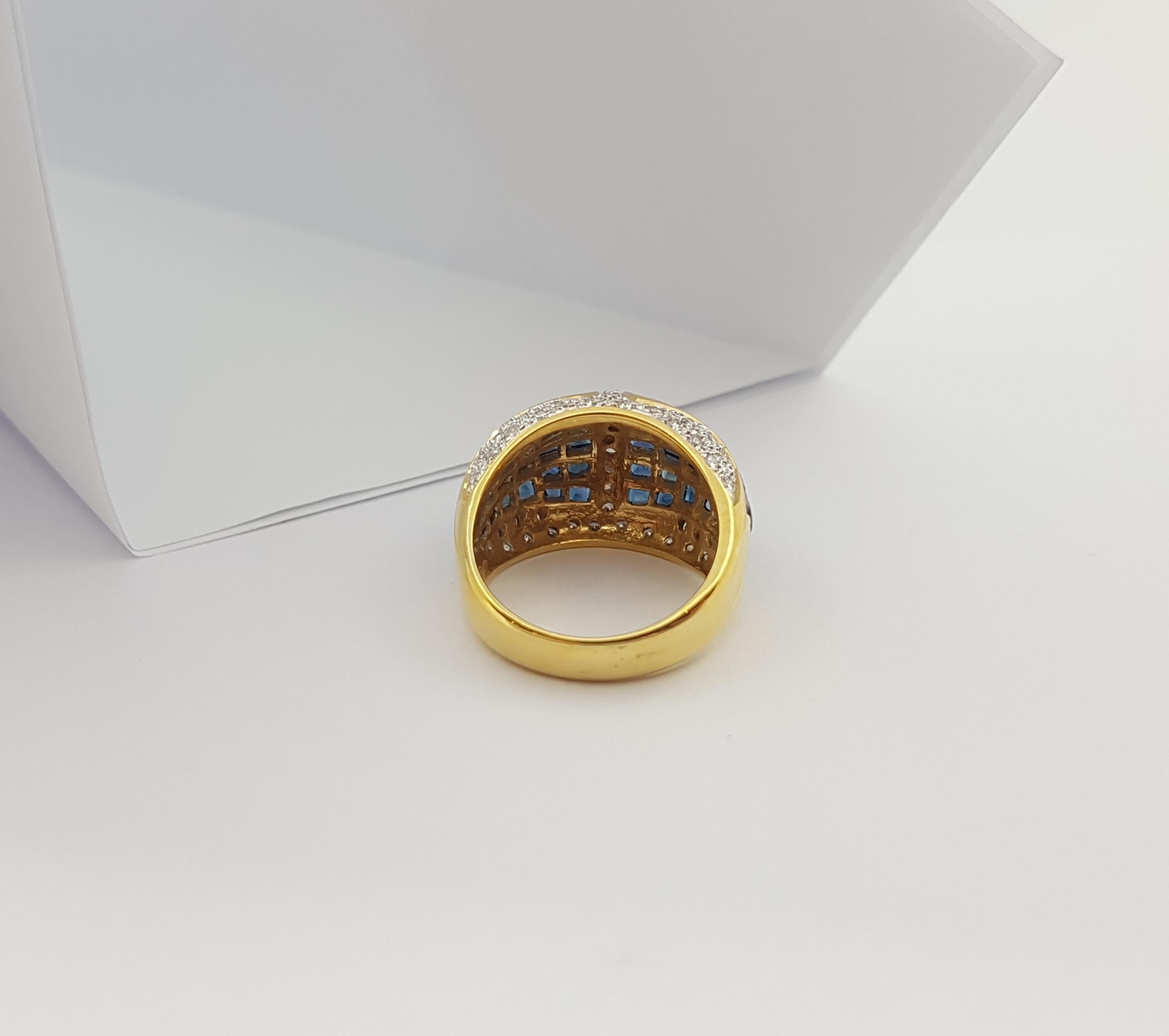 Ring mit blauem Saphir und Diamant in 18 Karat Goldfassung im Angebot 10