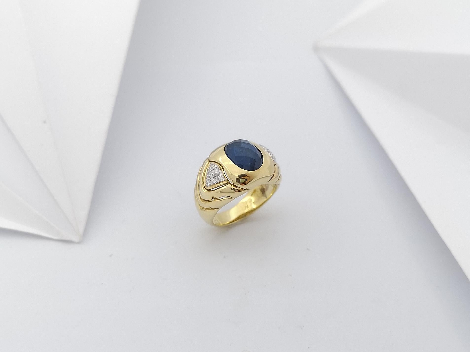 Anello con zaffiro blu e diamante con montatura in oro 18 carati in vendita 10