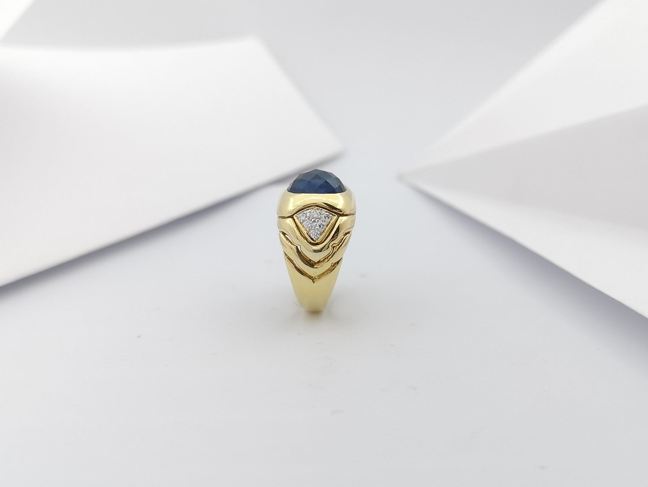Anello con zaffiro blu e diamante con montatura in oro 18 carati in vendita 11