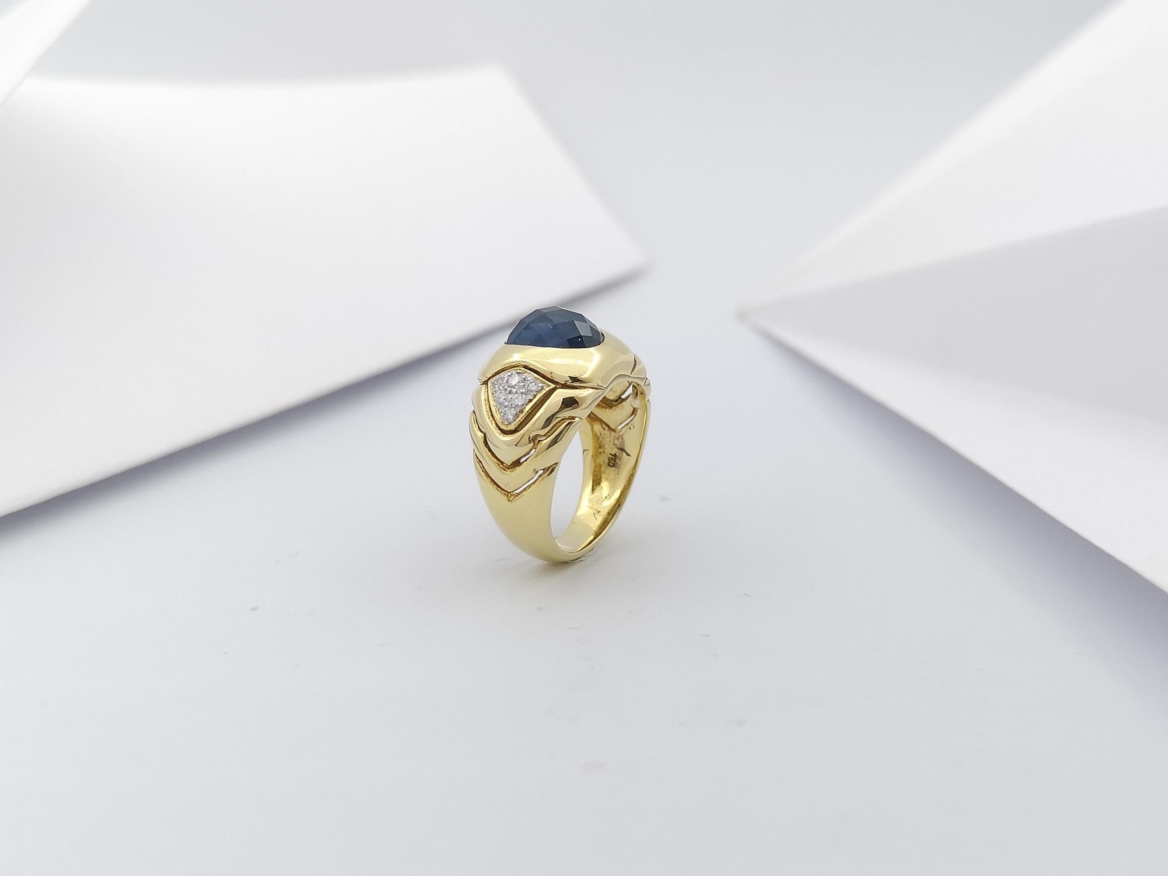 Anello con zaffiro blu e diamante con montatura in oro 18 carati in vendita 12