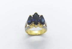 Blue Sapphire with Diamond Ring Set in 18 Karat Gold Settings