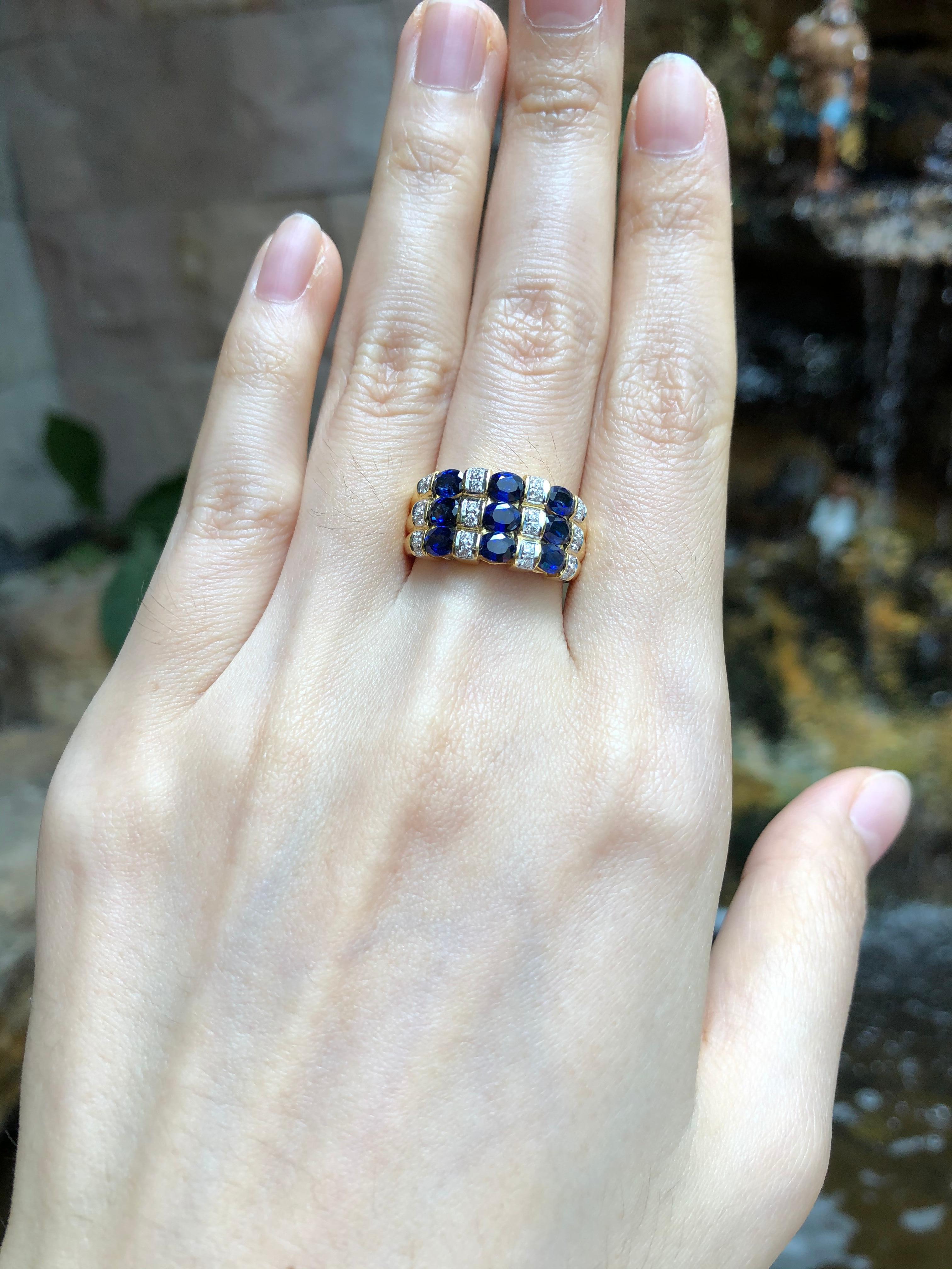 Blue Sapphire 2.19 carats with Diamond 0.22 carat Ring set in 18 Karat Gold Settings

Width:  1.8 cm 
Length: 0.9 cm
Ring Size: 53
Total Weight: 8.91 grams

