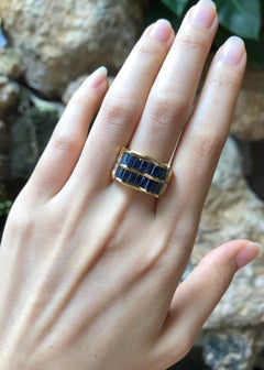 Blue Sapphire with Diamond Ring Set in 18 Karat Gold Settings