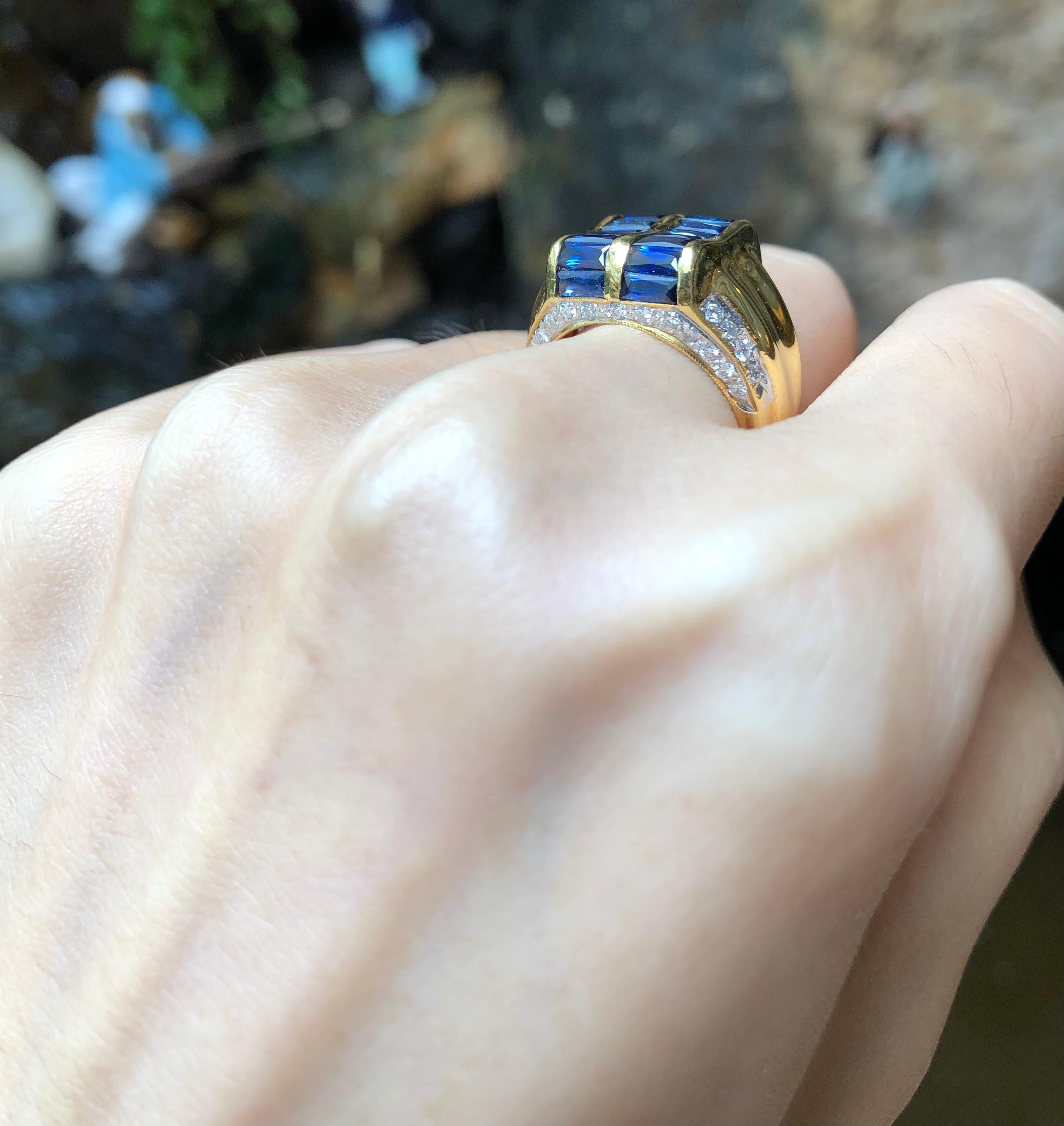 Blauer Saphir 3,48 Karat mit Diamant 0,51 Karat Ring in 18 Karat Goldfassung

Breite:  1.2 cm 
Länge: 1,4 cm
Ringgröße: 51
Gesamtgewicht: 10,61 Gramm

