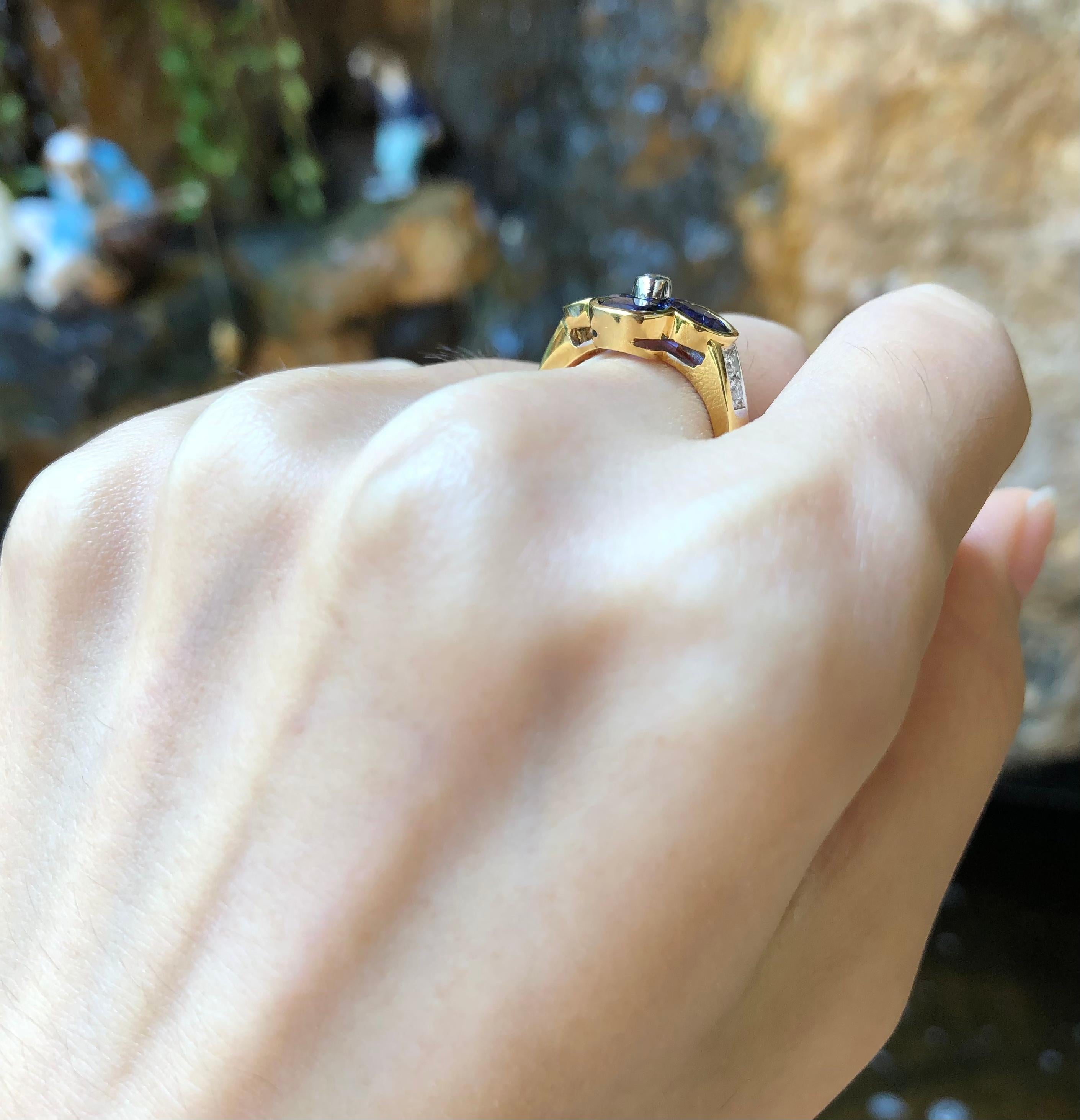 Blue Sapphire2.25 carats with Diamond 0.12 carat Ring set in 18 Karat Gold Settings

Width:  1.6 cm 
Length: 1.1 cm
Ring Size: 53
Total Weight: 6.16 grams

