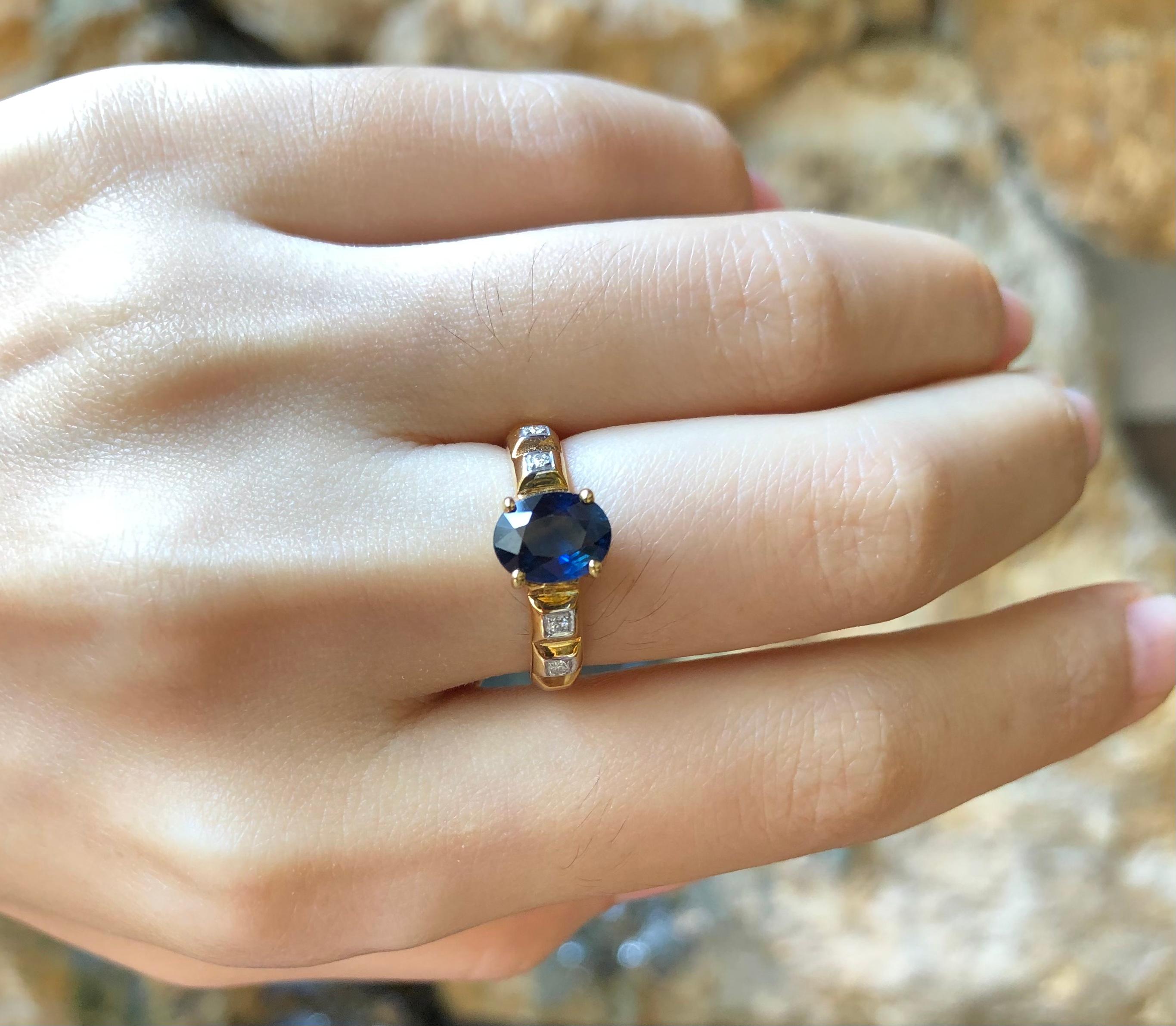 Blue Sapphire 1.55 carats with Diamond 0.05 carat Ring set in 18 Karat Gold Settings

Width:  0.6 cm 
Length: 0.8 cm
Ring Size: 51
Total Weight: 5.27 grams

