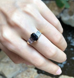 Blue Sapphire with Diamond Ring Set in 18 Karat Gold Settings