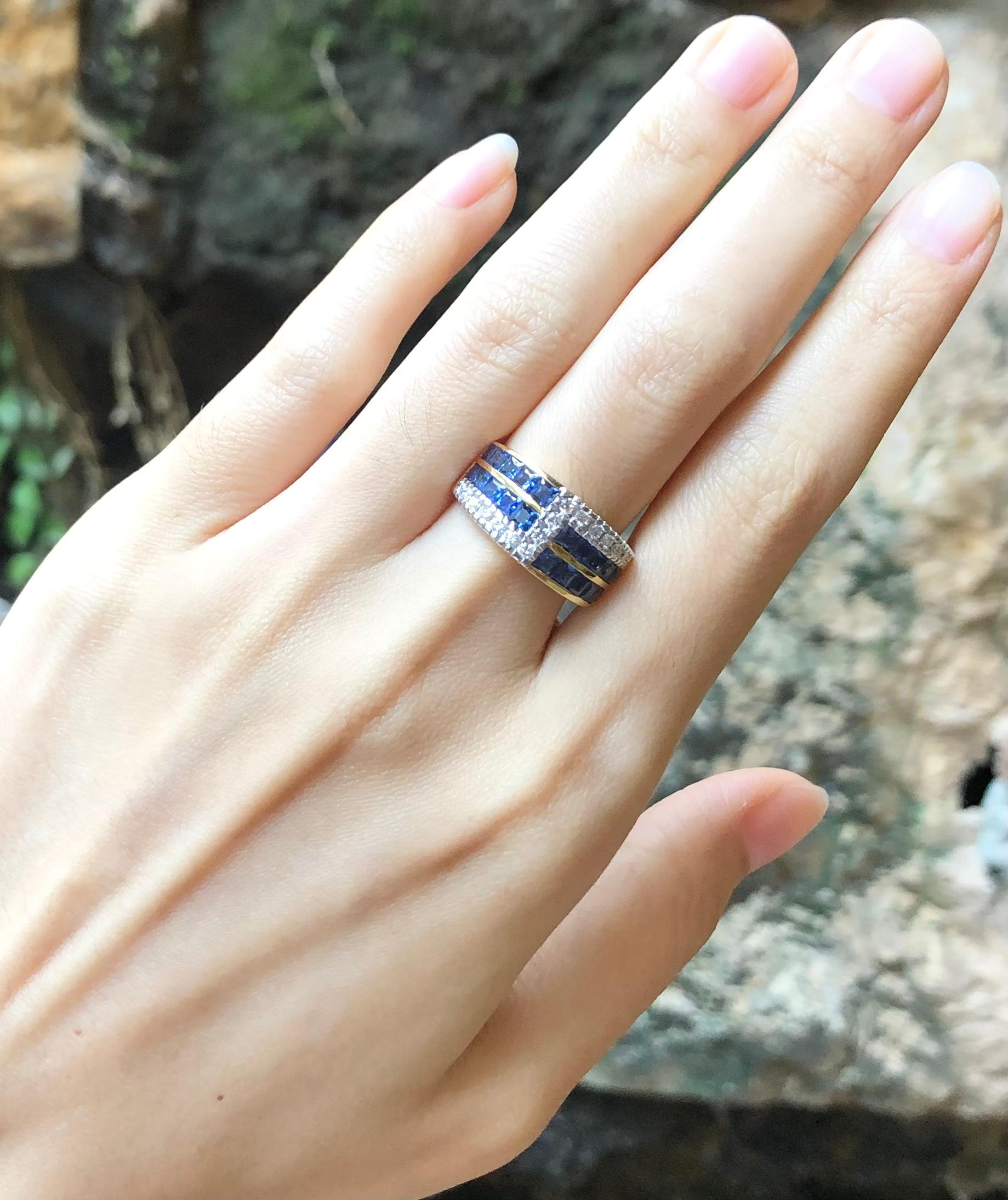 Blue Sapphire 2.11 carats with Diamond 0.35 carat Ring set in 18 Karat Gold Settings

Width:  2.0 cm 
Length: 1.0 cm
Ring Size: 53
Total Weight: 7.82 grams

