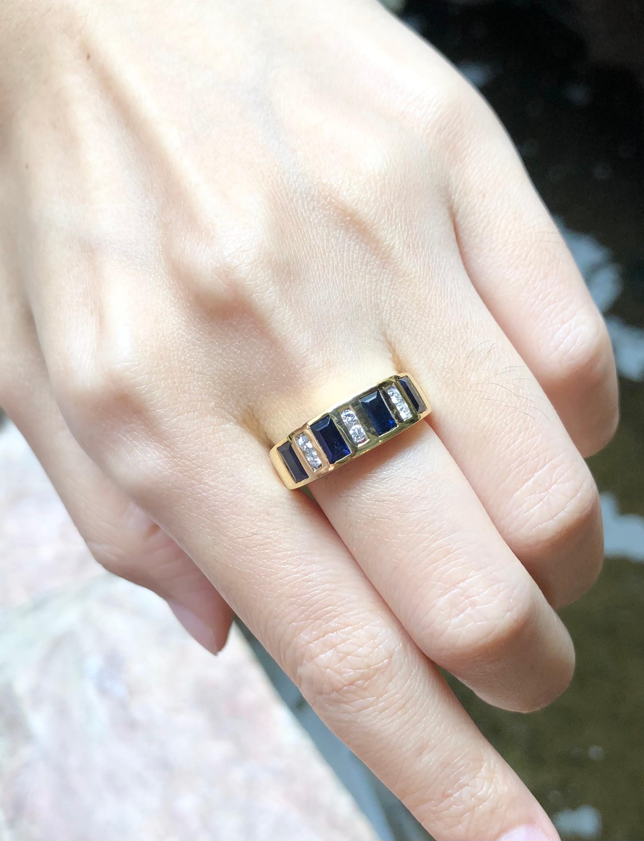 Blue Sapphire 1.64 carats with Diamond 014 carat Ring set in 18 Karat Gold Settings

Width:  1.9 cm 
Length: 0.6 cm
Ring Size: 55
Total Weight: 6.7 grams

