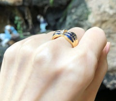 Blue Sapphire with Diamond Ring Set in 18 Karat Gold Settings