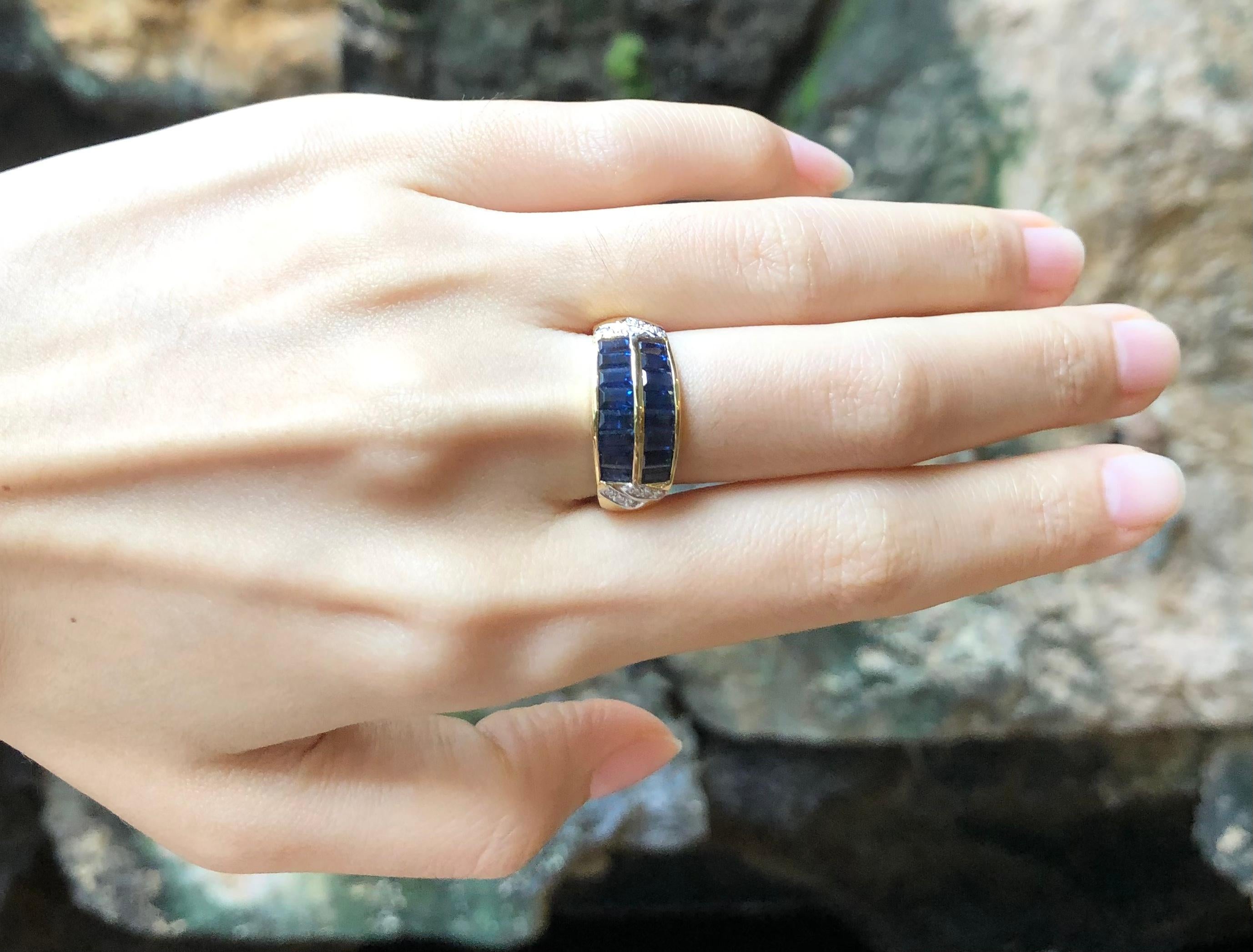 Blue Sapphire 2.96 carats with Diamond 0.09 carat Ring set in 18 Karat Gold Settings

Width:  2.0 cm 
Length: 0.9 cm
Ring Size: 55
Total Weight: 5.4 grams

