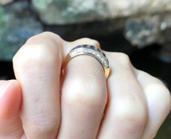 Blue Sapphire with Diamond Ring Set in 18 Karat Gold Settings