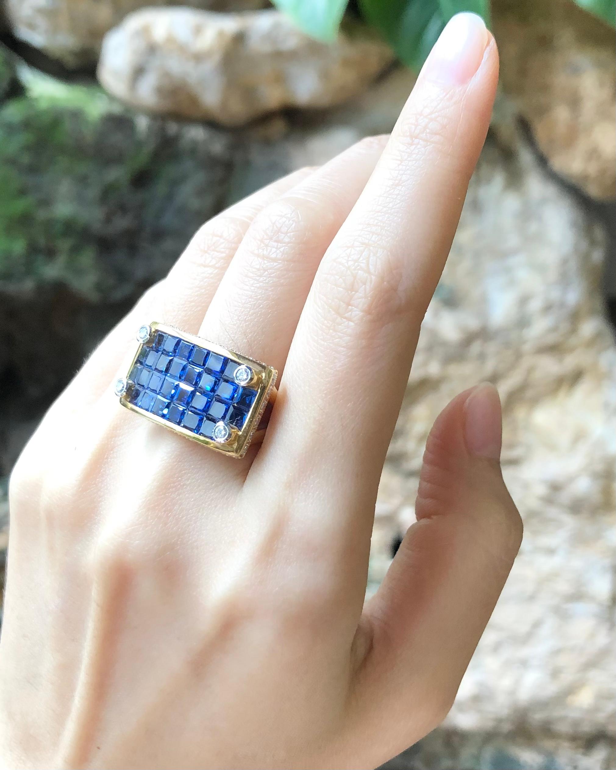 Blue Sapphire 6.03 carats with Diamond 0.64 carat Ring set in 18 Karat Gold Settings

Width:  2.5 cm 
Length: 1.4 cm
Ring Size: 50
Total Weight: 16.3 grams


