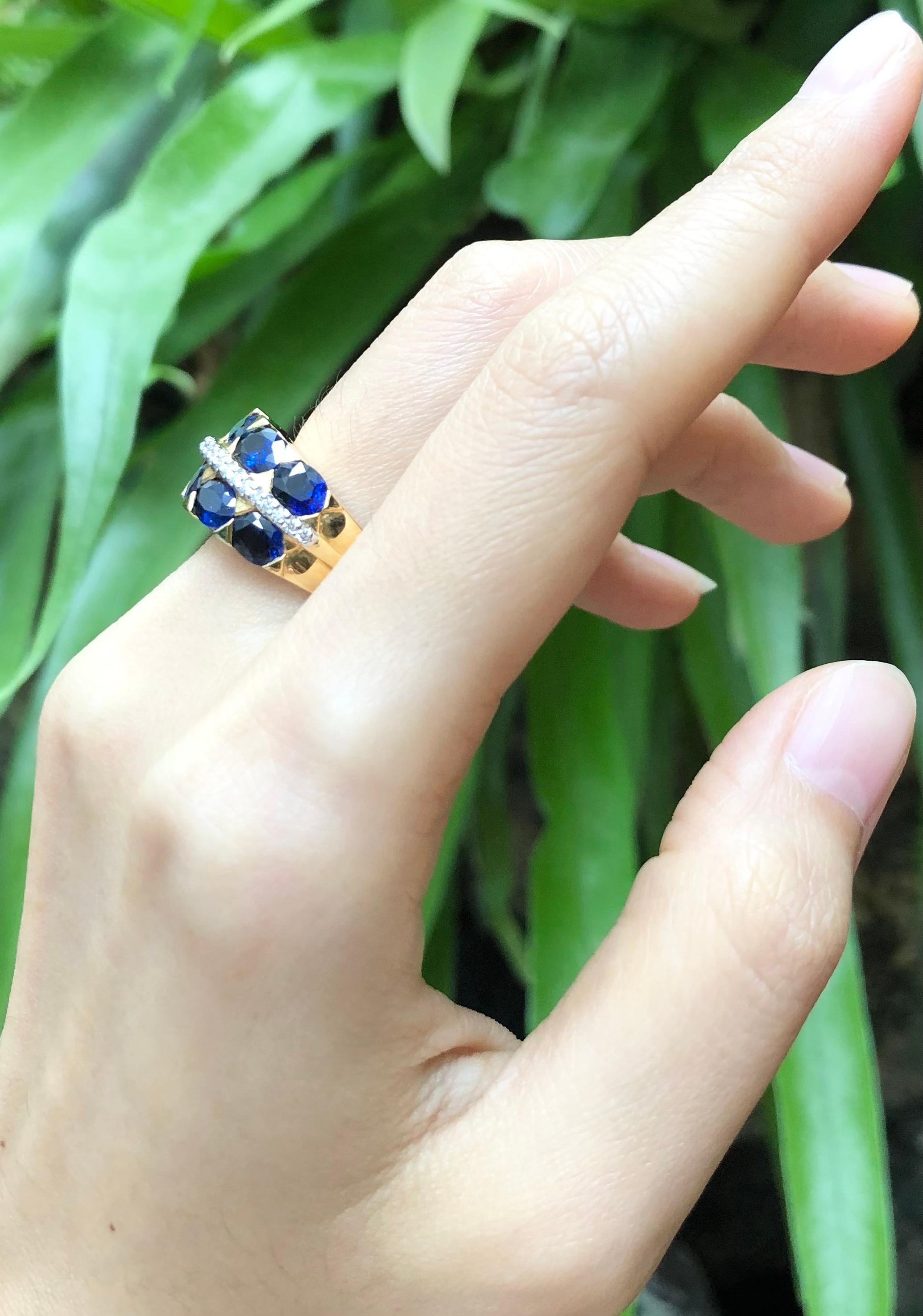 Ring mit blauem Saphir und Diamant in 18 Karat Goldfassung (Zeitgenössisch) im Angebot